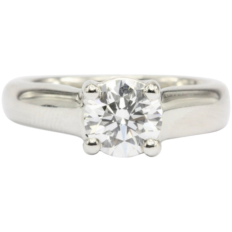 Platinum 1.12 Carat D/Vs2 Round Brilliant Diamond Solitaire Engagement Ring - Queen May