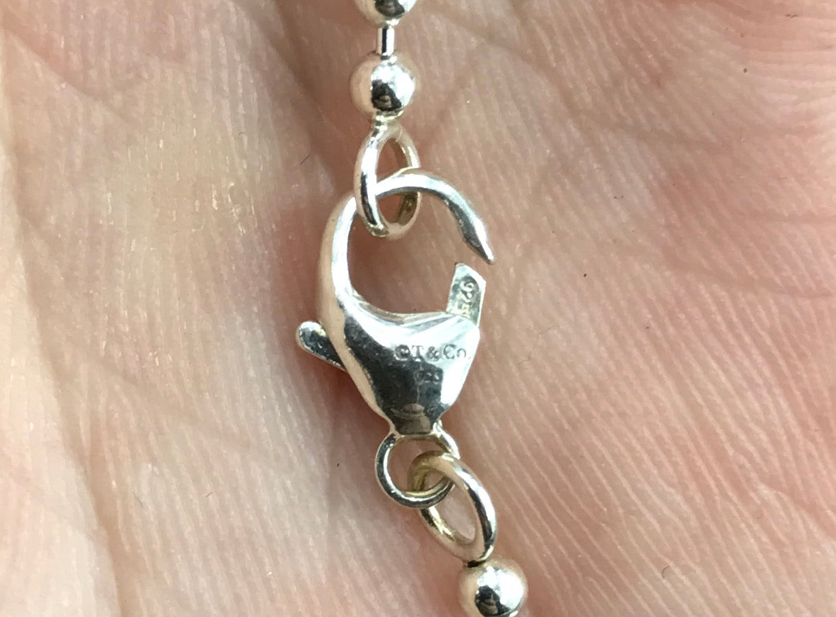 Tiffany & Co Sterling Silver 2.5mm Beaded Ball Chain Necklace 18" - Queen May