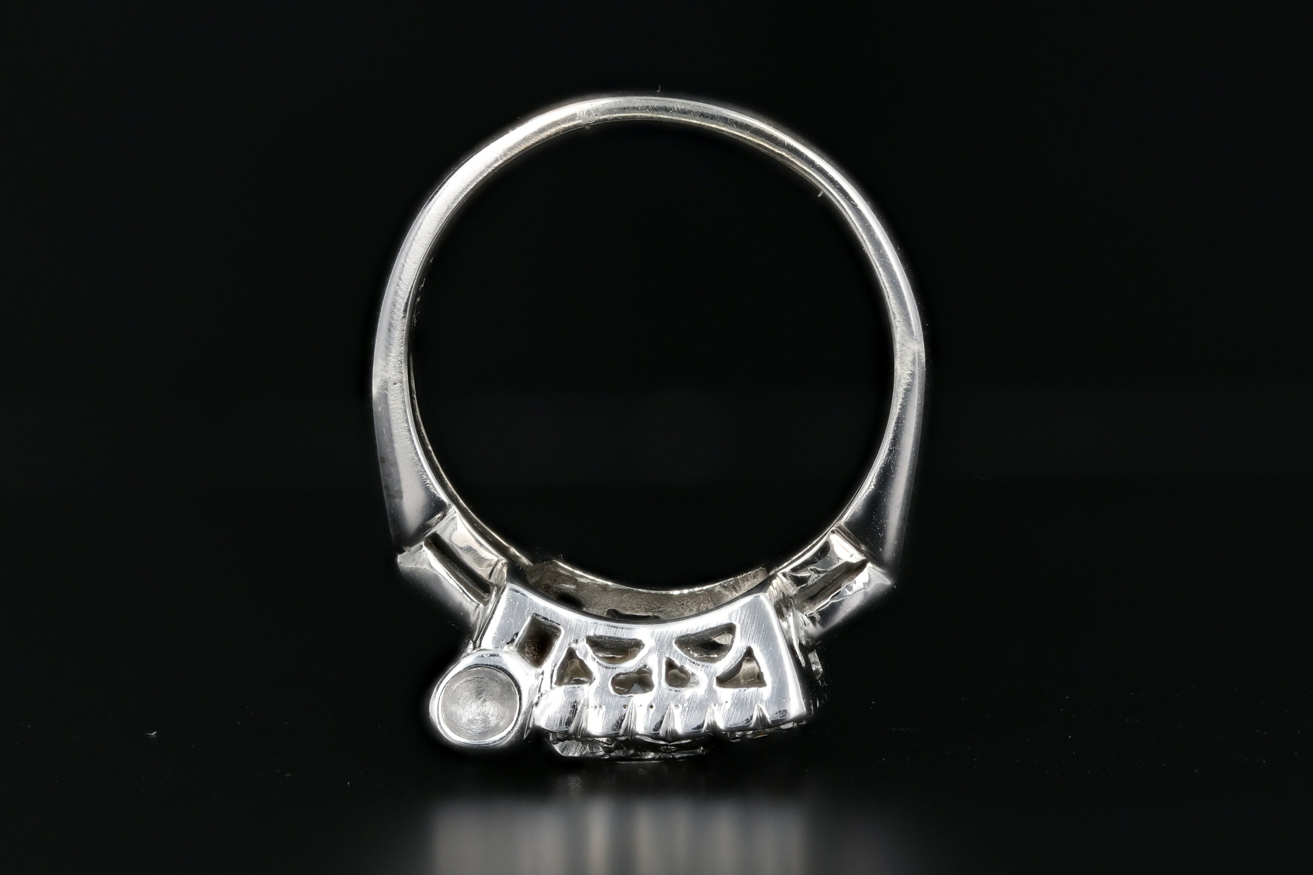 14K White Gold .25 CTR Diamond with .45 CTW Diamond Bow Ring - Queen May