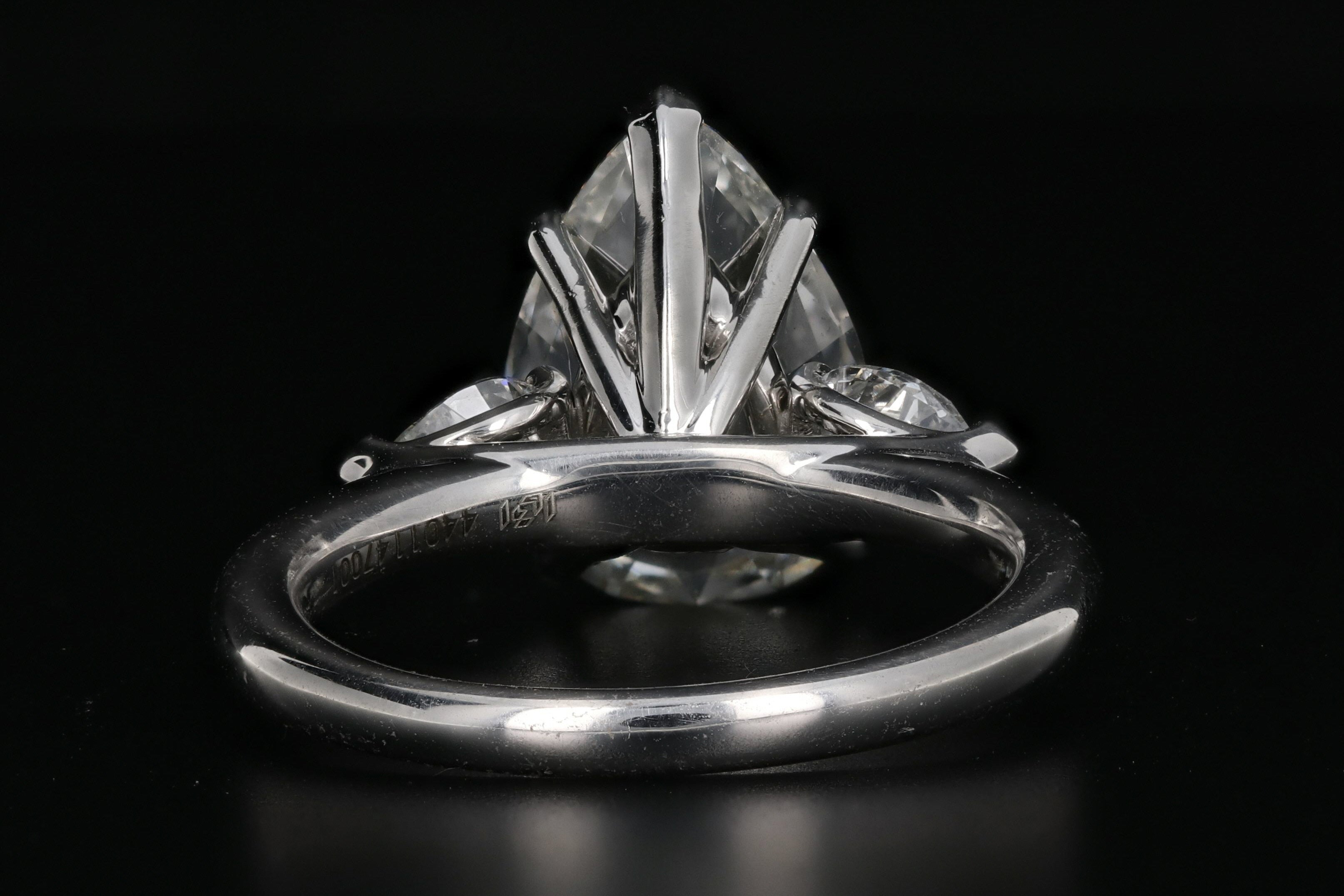 Platinum 3CT antique pear diamond 3.64CTW IGI Certified - Queen May