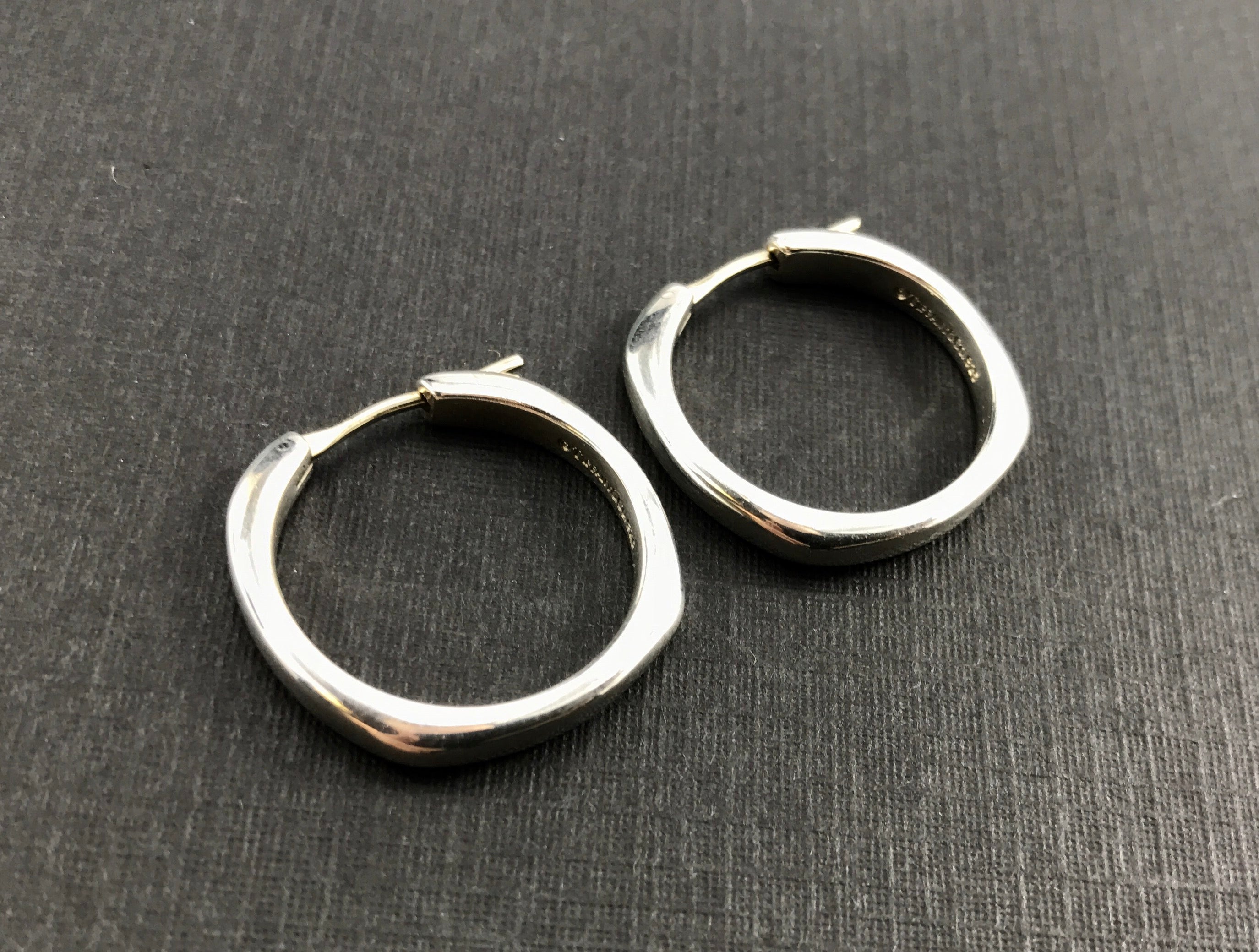 Tiffany & Co Sterling SIlver Cushion Hoop Earrings - Queen May