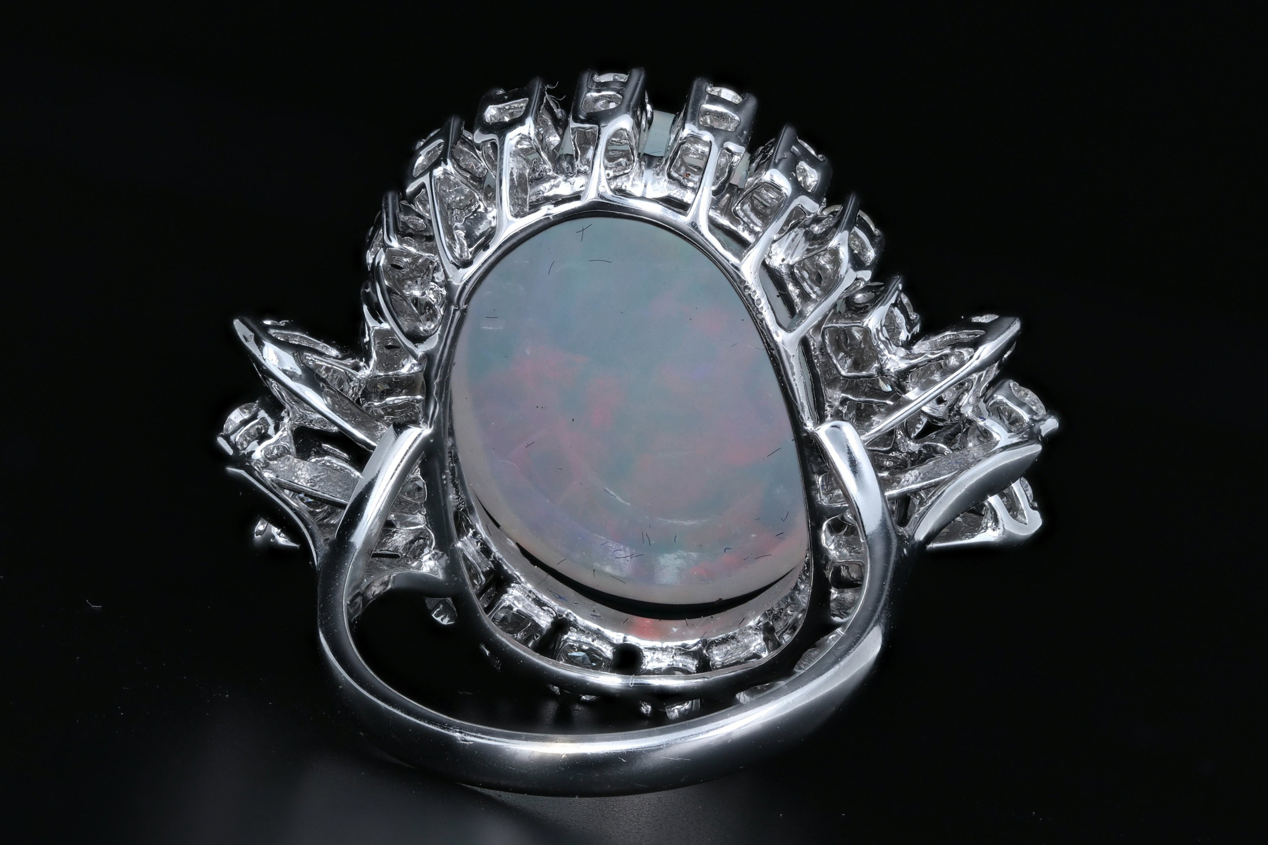 18K White Gold 13.57 CT Crystal Opal with 1.12 CTW Diamond Ring - Queen May