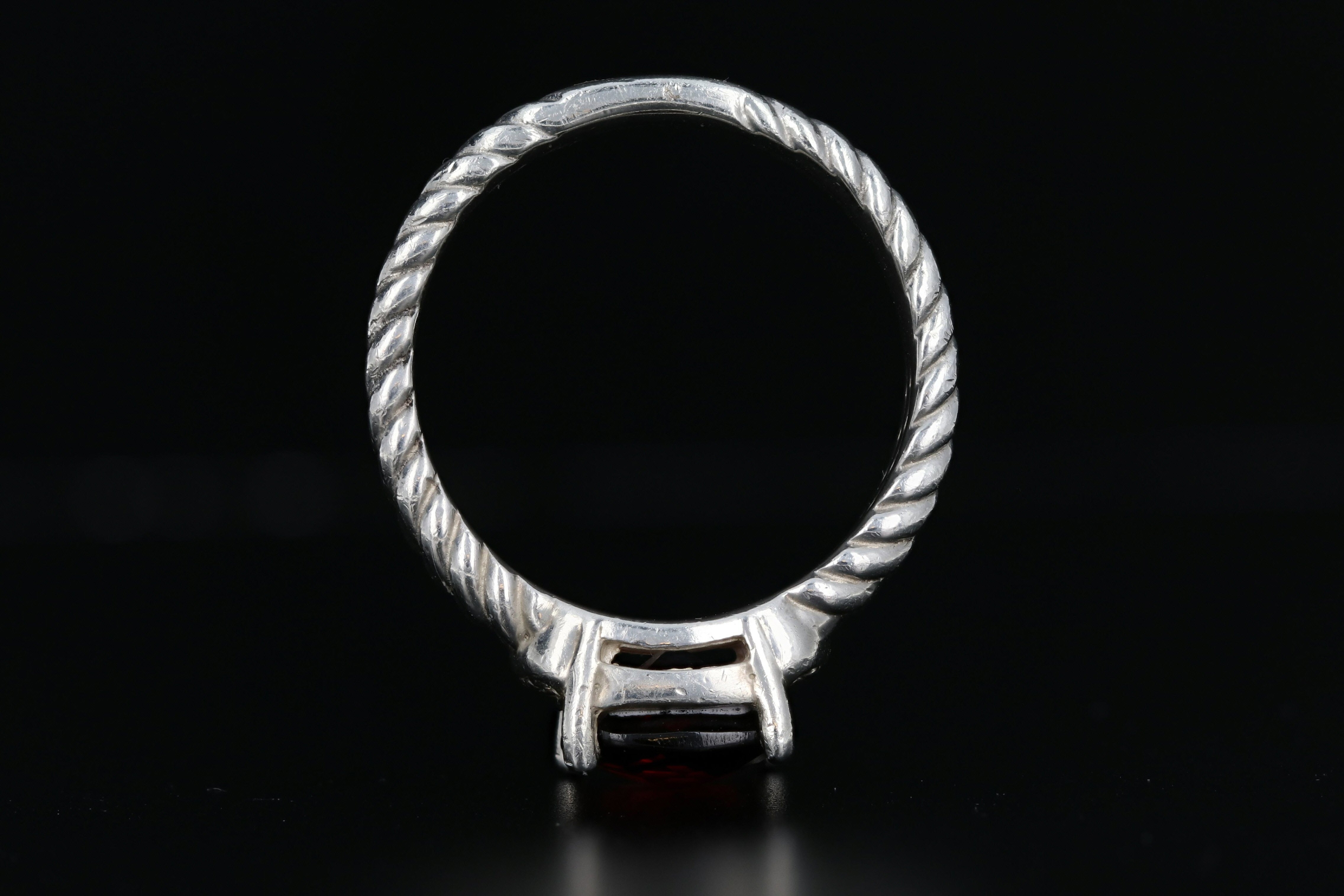 David Yurman Sterling Silver Garnet & Pave Diamonds Petite Wheaton Ring - Queen May