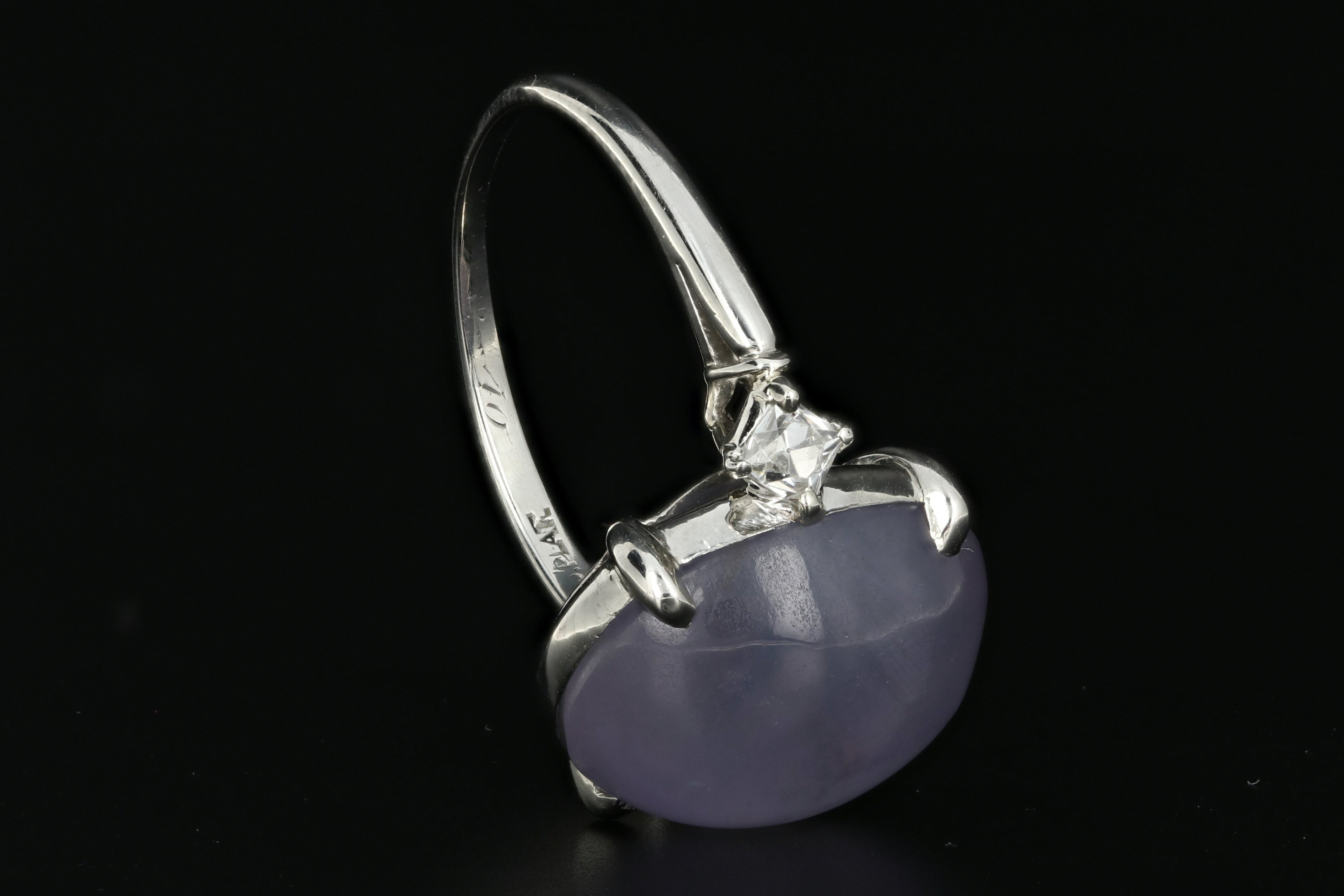 1930's Platinum 18.56 CT Natural Star Sapphire .18 CTW French Cut Diamond Ring - Queen May