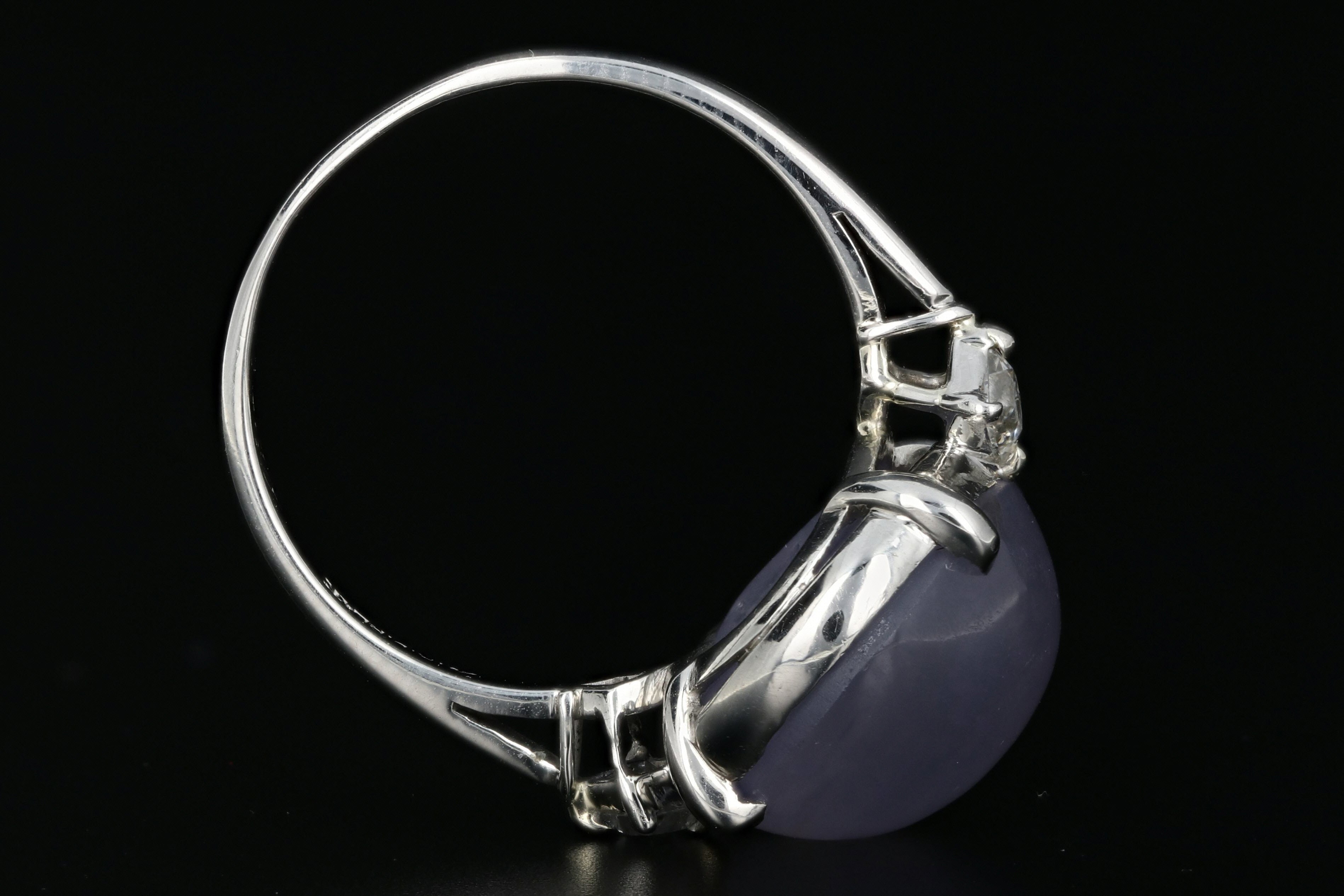 1930's Platinum 18.56 CT Natural Star Sapphire .18 CTW French Cut Diamond Ring - Queen May