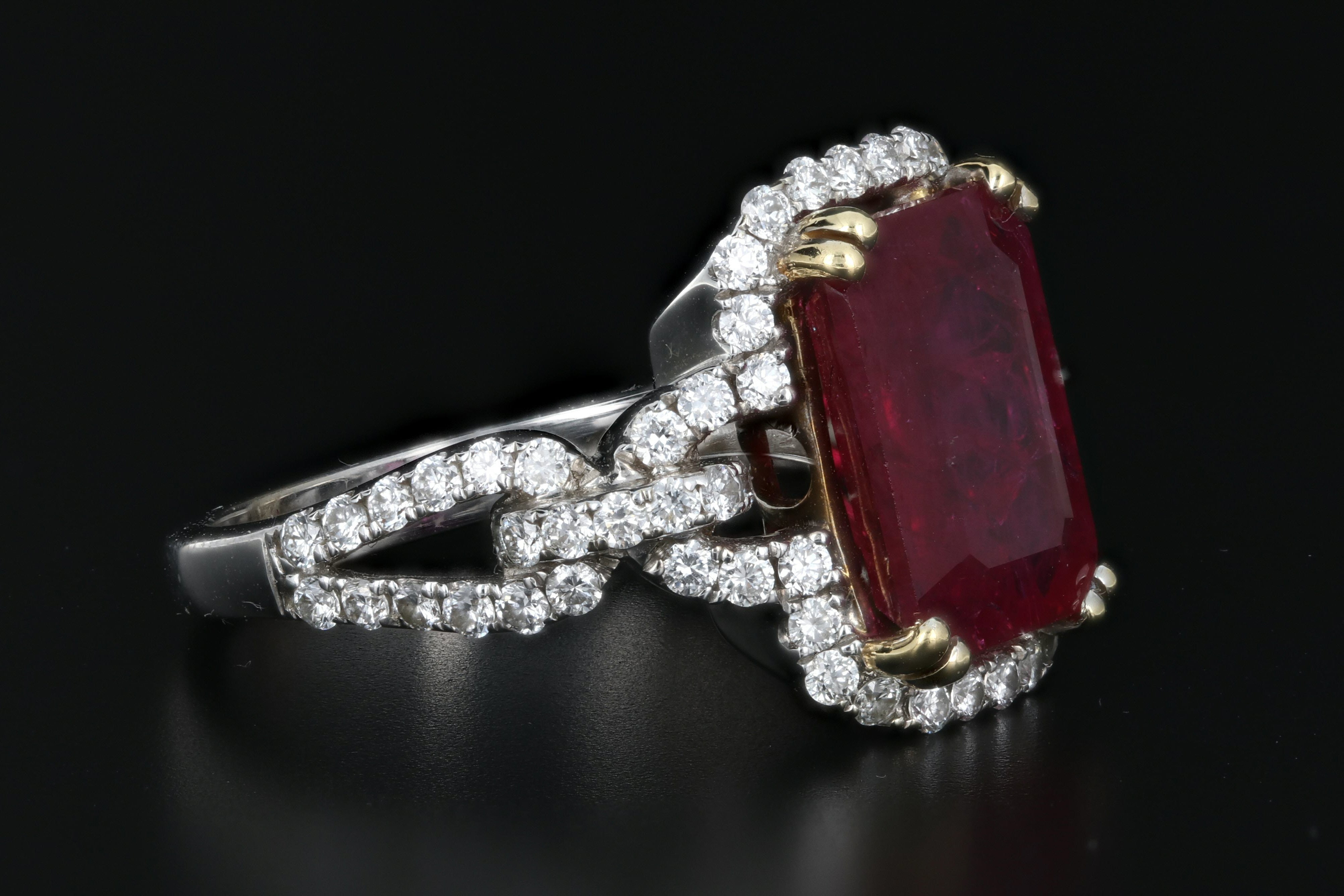 4.5 Carat Natural Ruby in 18K White Gold & Diamond Setting Ring GIA Certified - Queen May