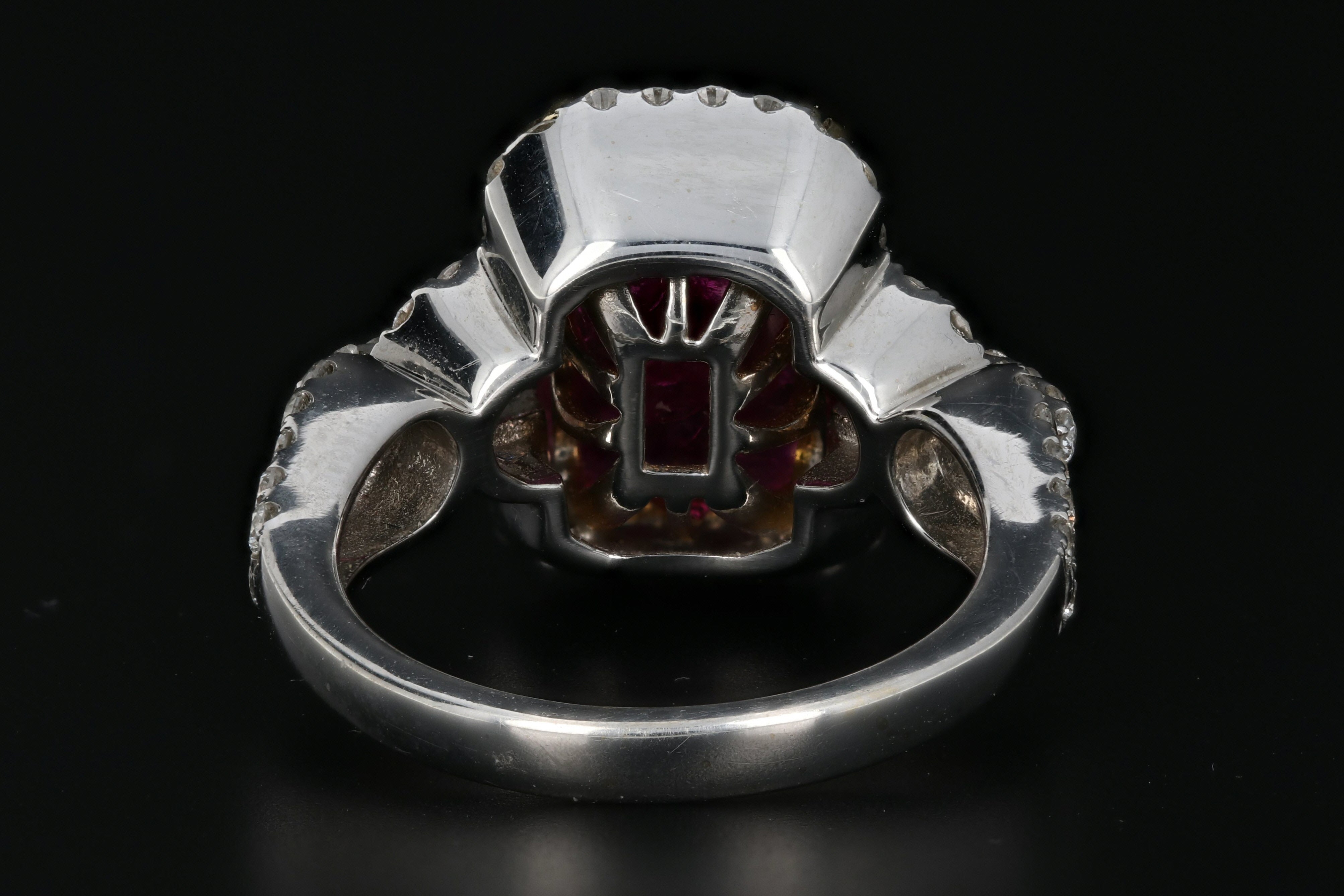4.5 Carat Natural Ruby in 18K White Gold & Diamond Setting Ring GIA Certified - Queen May
