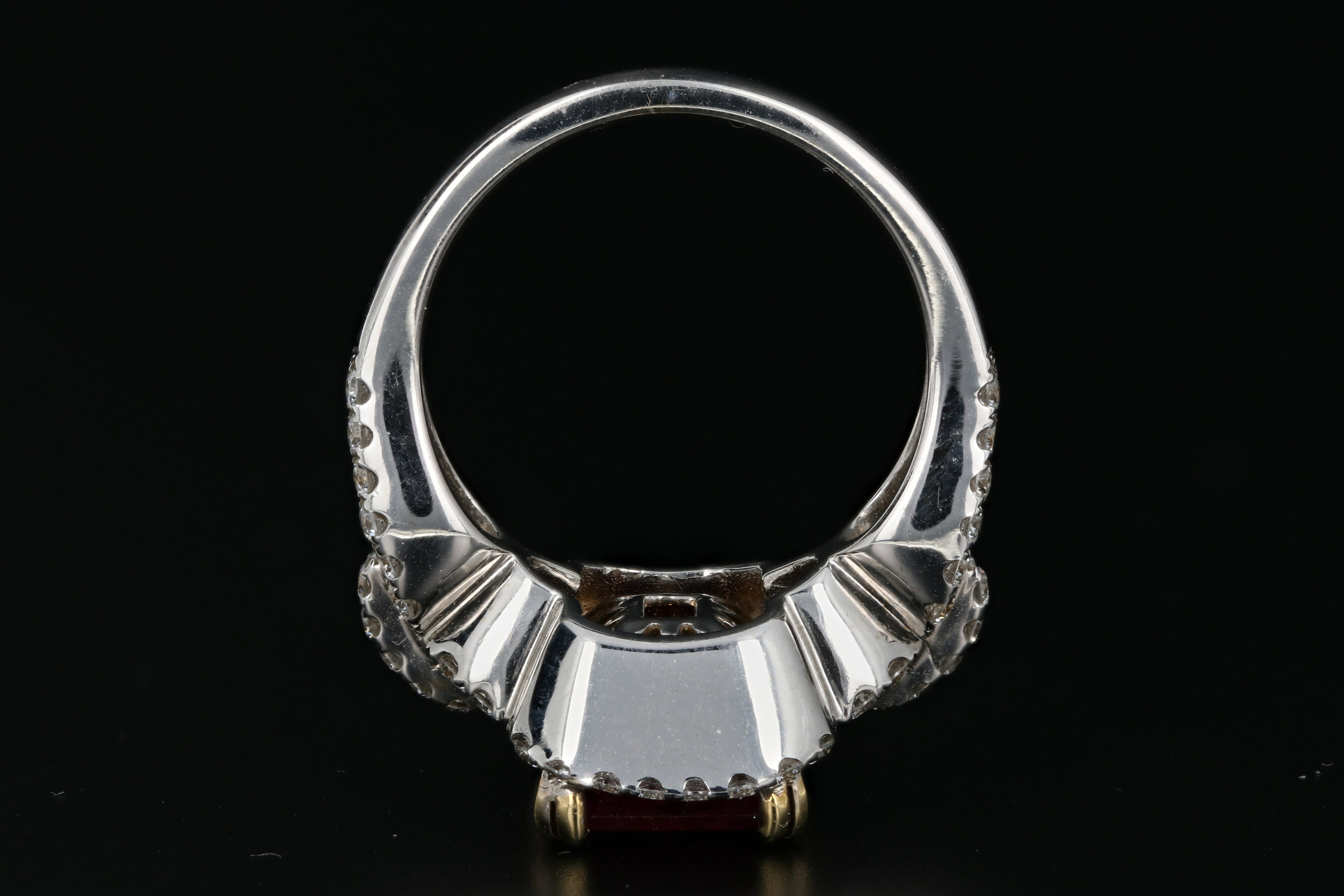 4.5 Carat Natural Ruby in 18K White Gold & Diamond Setting Ring GIA Certified - Queen May