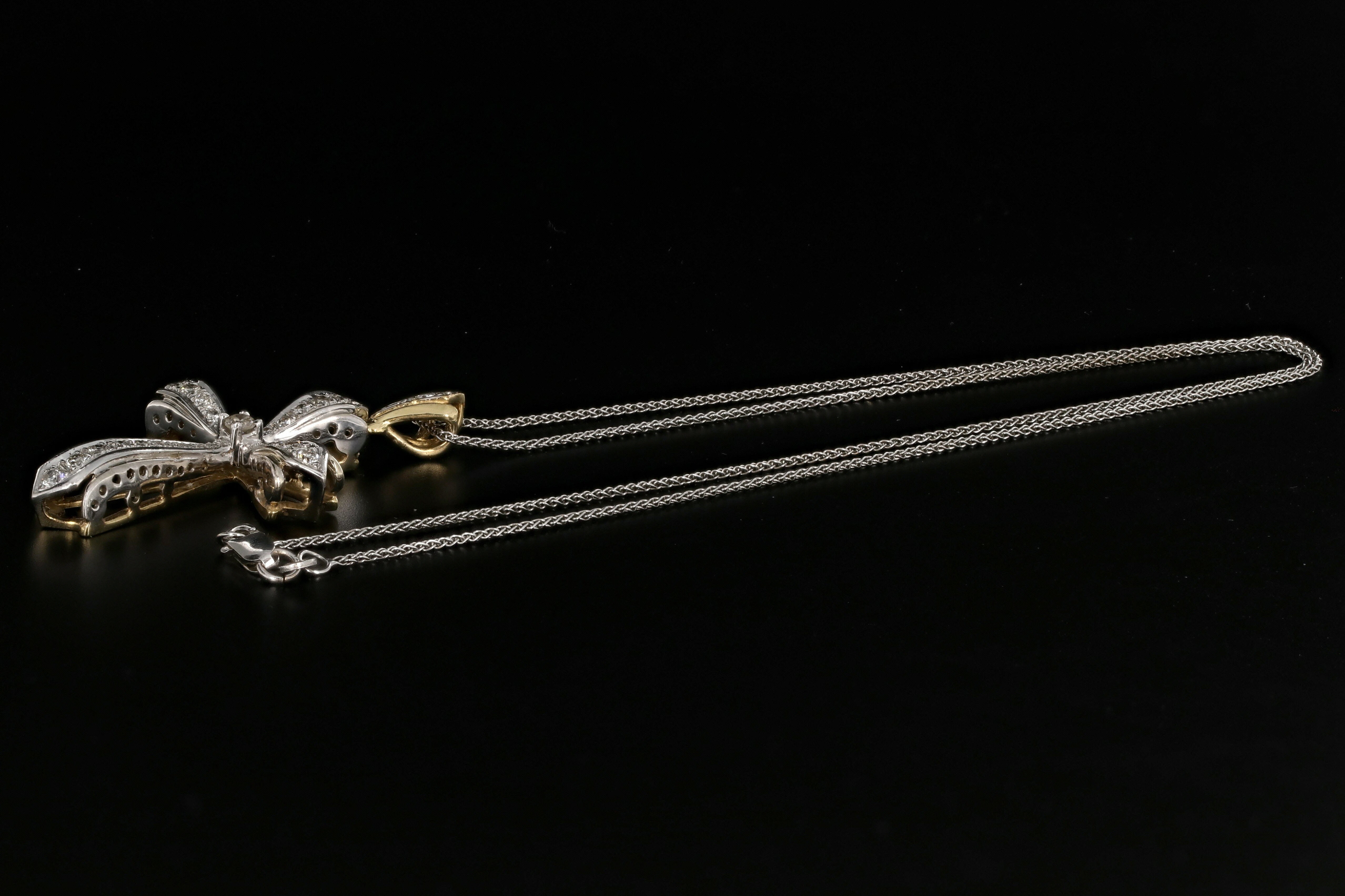 14K White & Yellow Gold .60 CTW Diamond Cross Pendant - Queen May