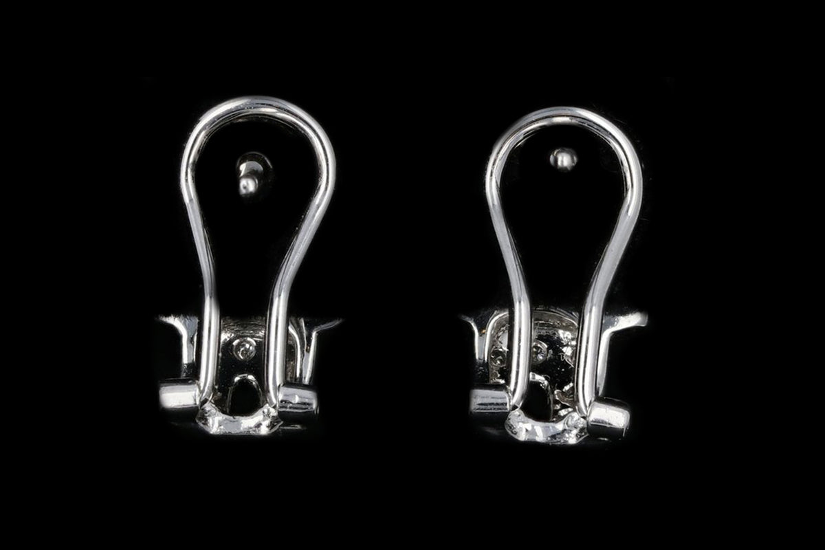 18K White Gold .50 CTW Diamond & Onyx Earrings - Queen May