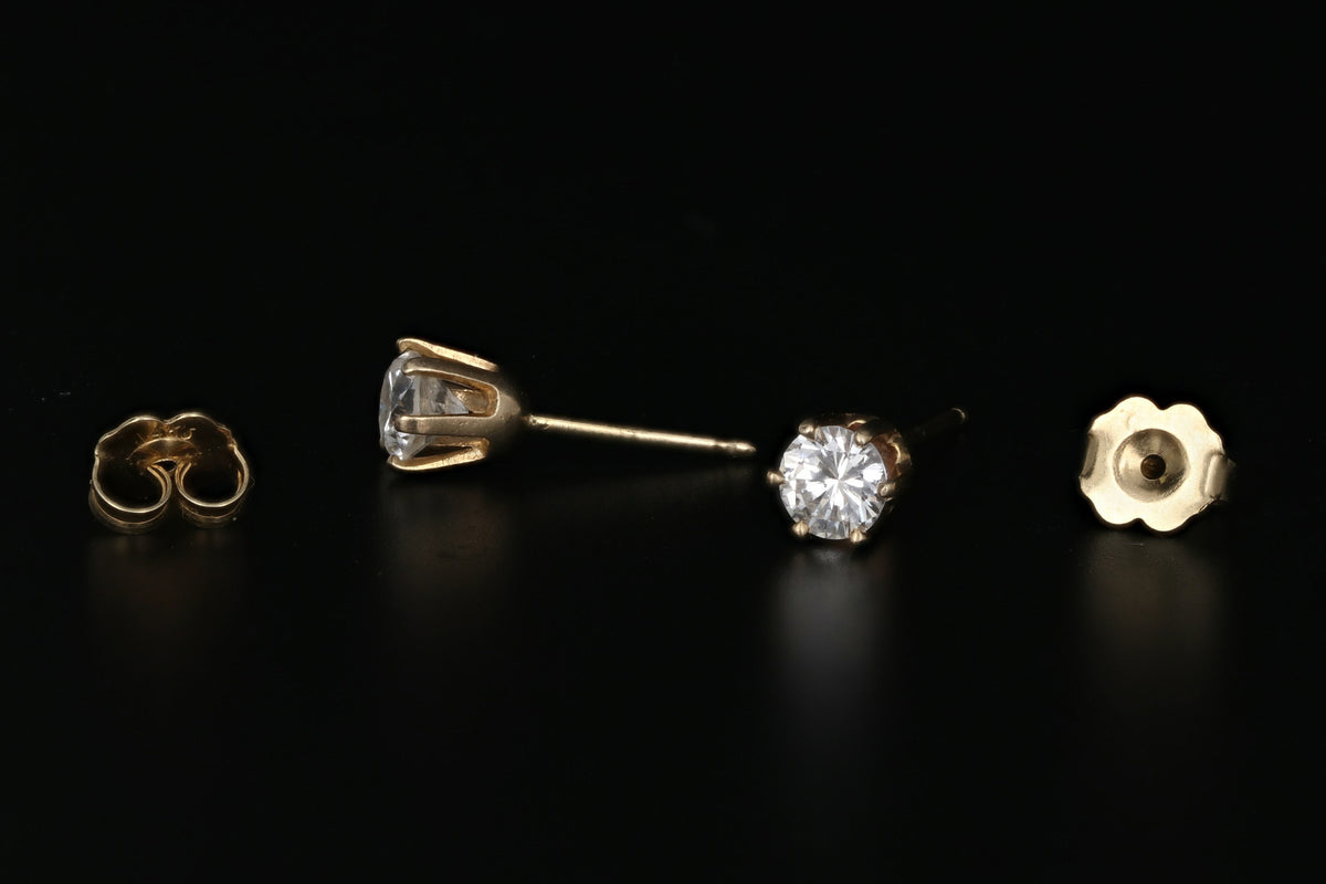 14K Yellow Gold .70 CTW Diamond Stud Earrings - Queen May