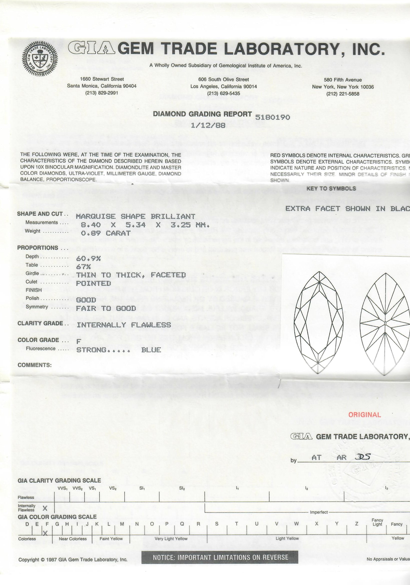 18K Yellow Gold .89 Carat Marquise Diamond Engagement Ring GIA Certified - Queen May