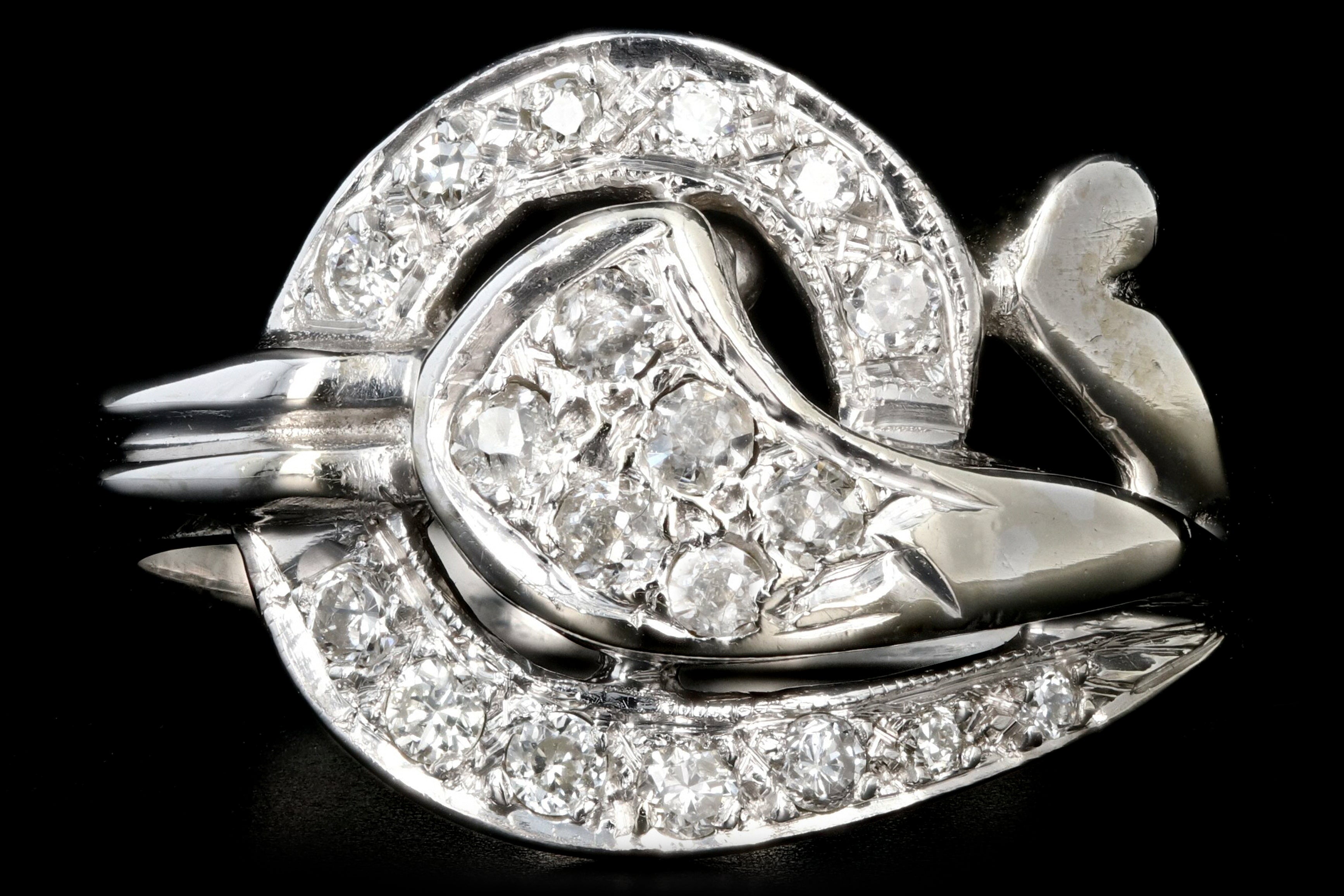 Retro 14K White Gold .38CTW Diamond Ring - Queen May