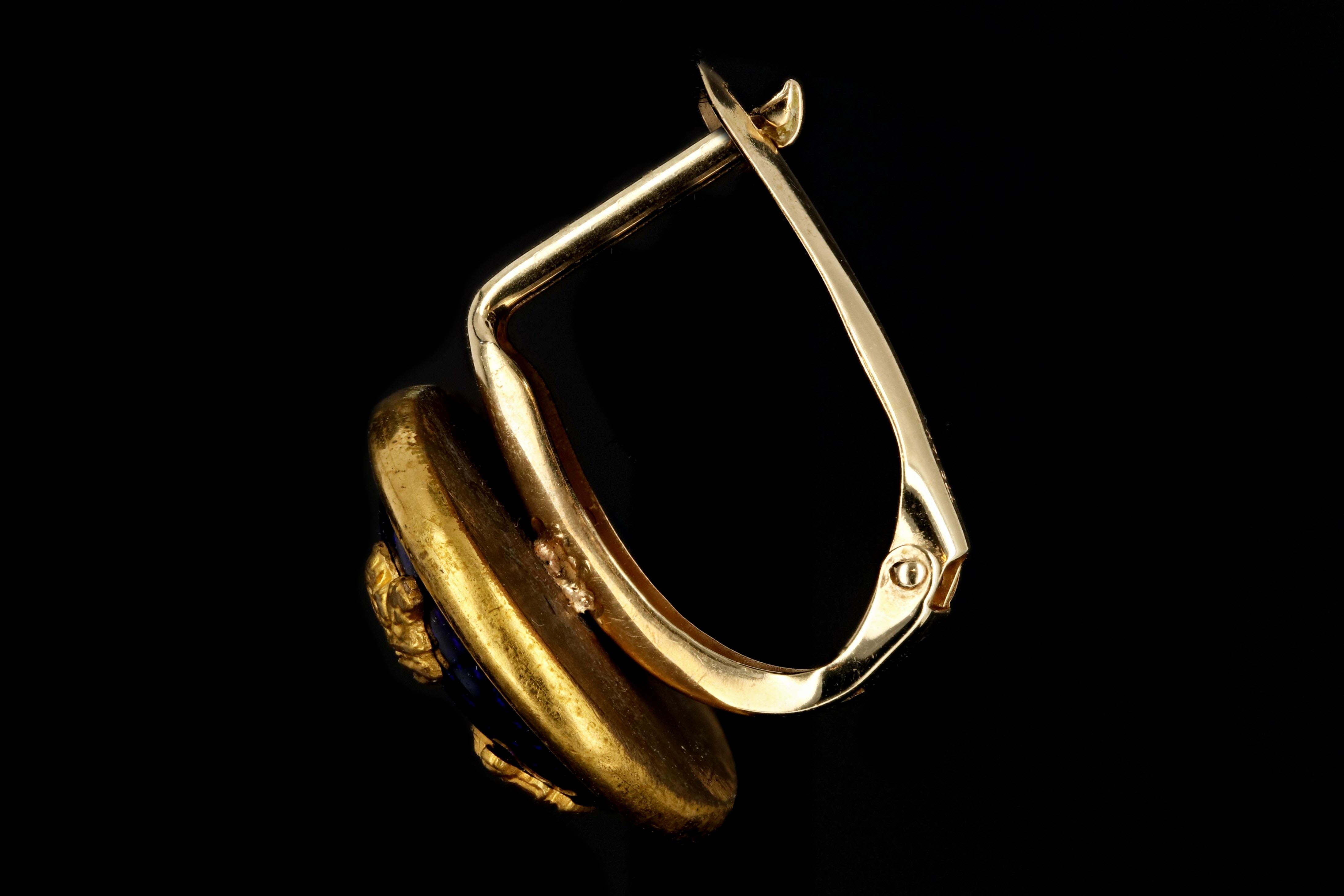 Vintage 14K Yellow Gold and Brass Bastille Crown Cufflink Conversion Earrings - Queen May