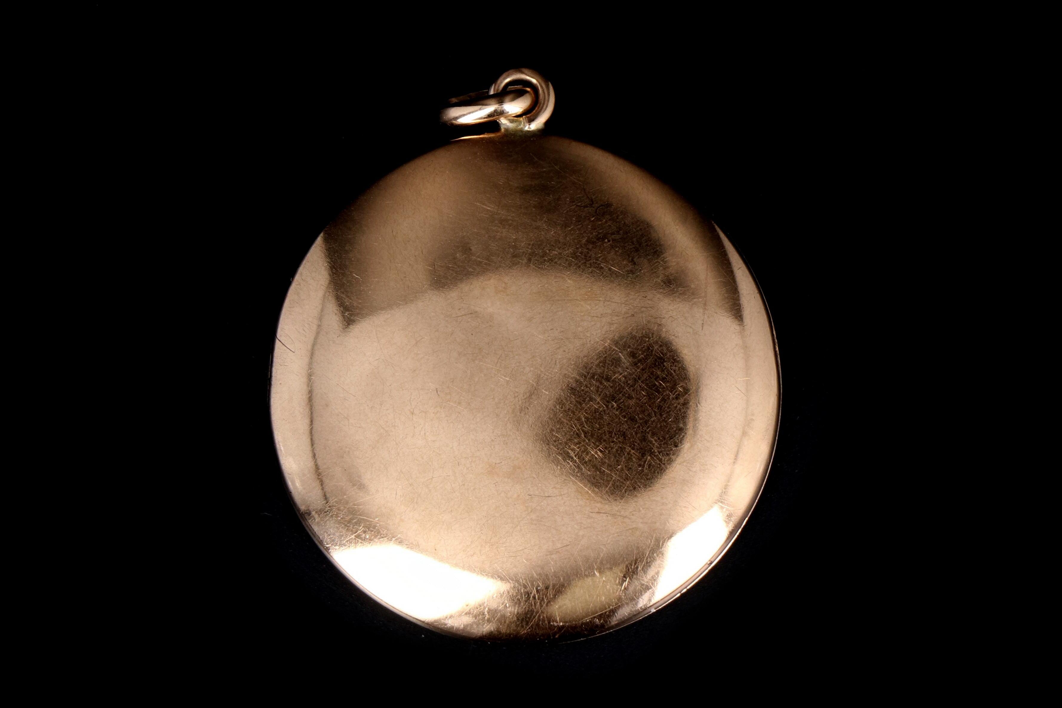 Victorian 10K Rose Gold Green Glass Locket - Queen May