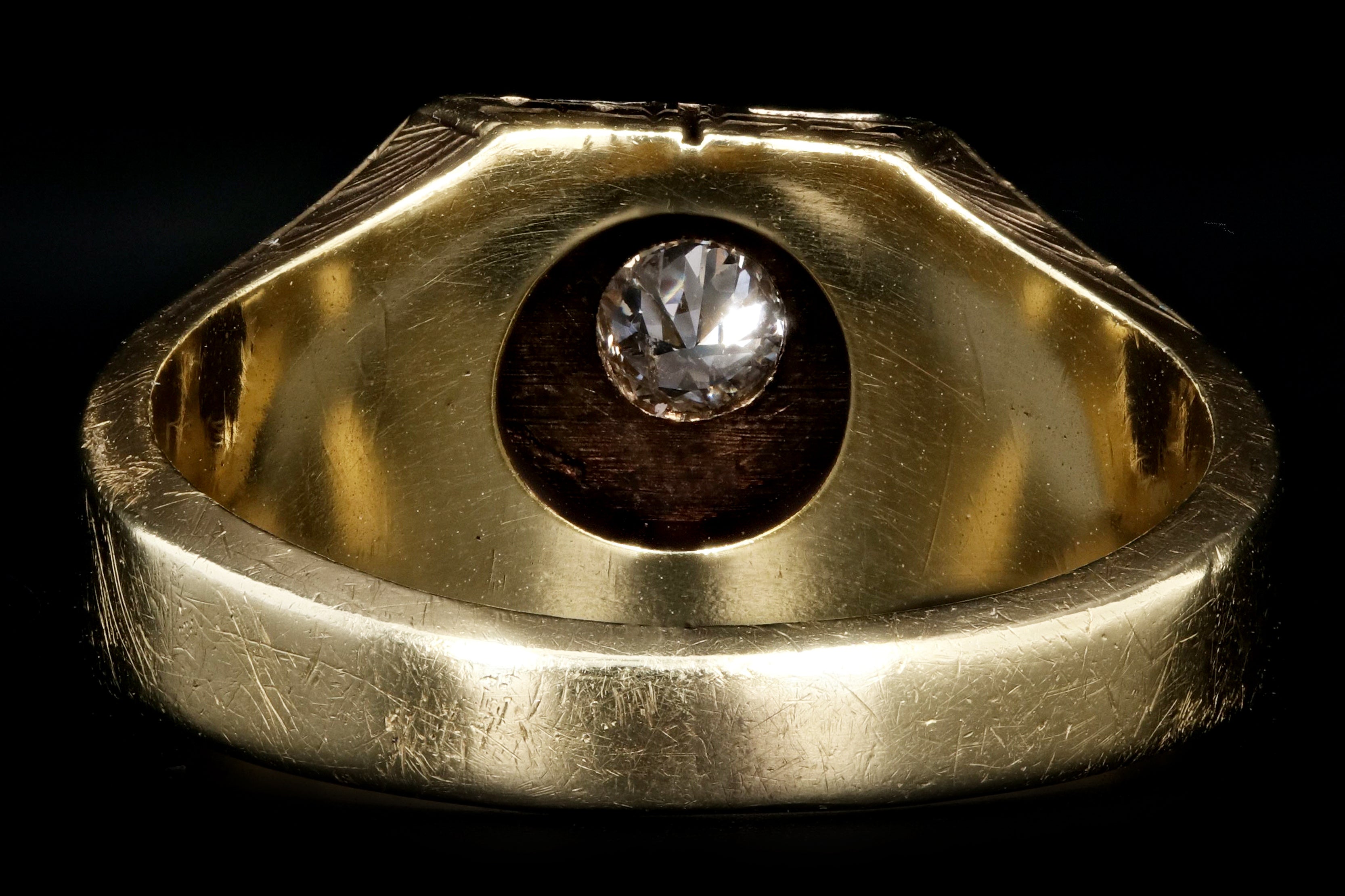 Art Deco 14K Yellow Gold .17 Carat Old European Cut Diamond Ring - Queen May