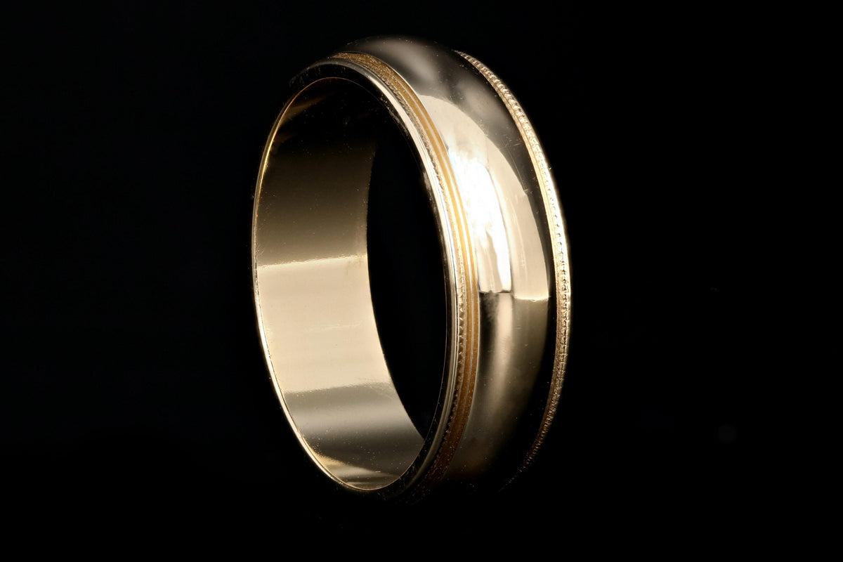 14K Yellow Gold Men's Millgrain 6mm Band Size 9 - Queen May