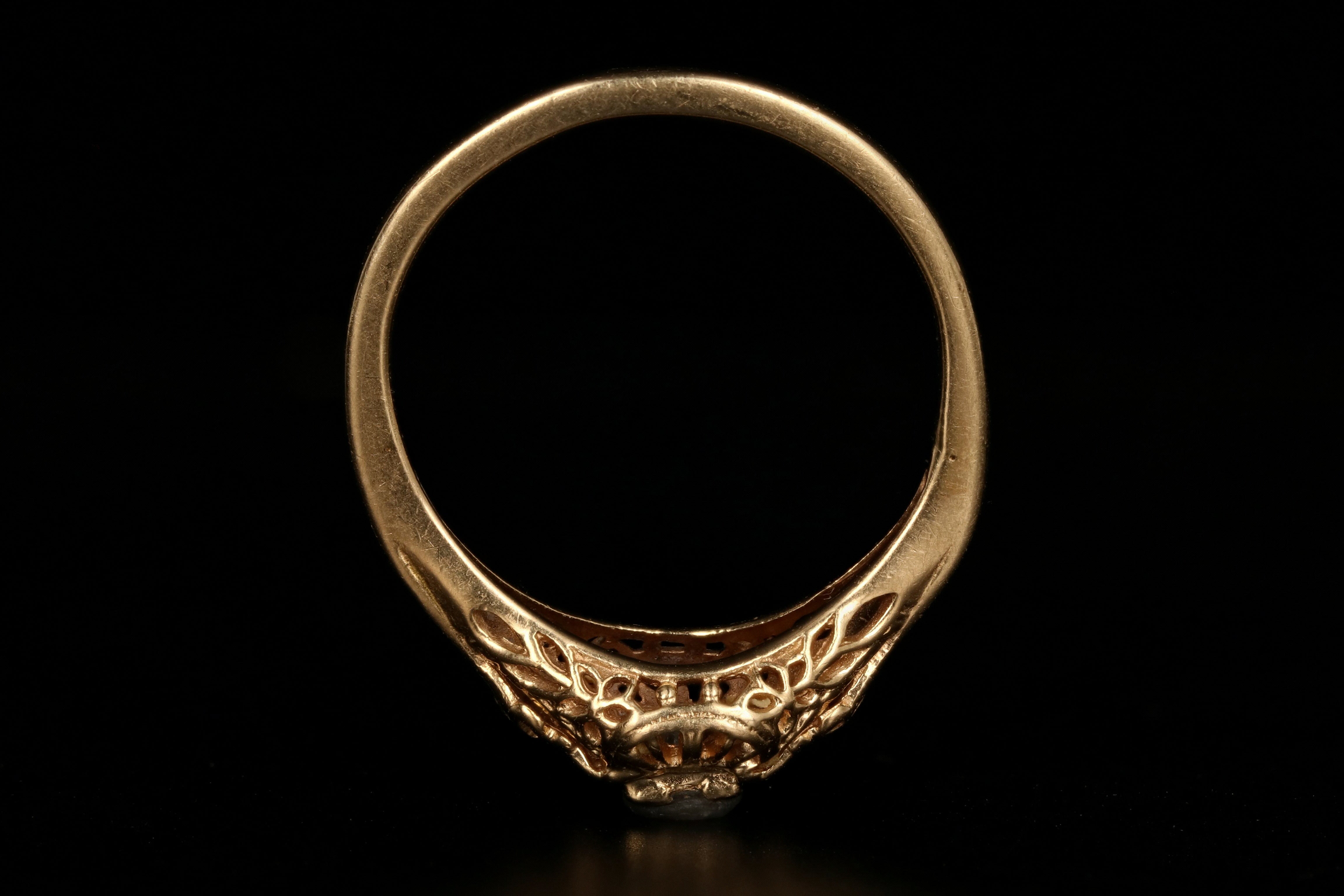 Vintage 14K Yellow Gold .18 Carat Diamond Ring - Queen May