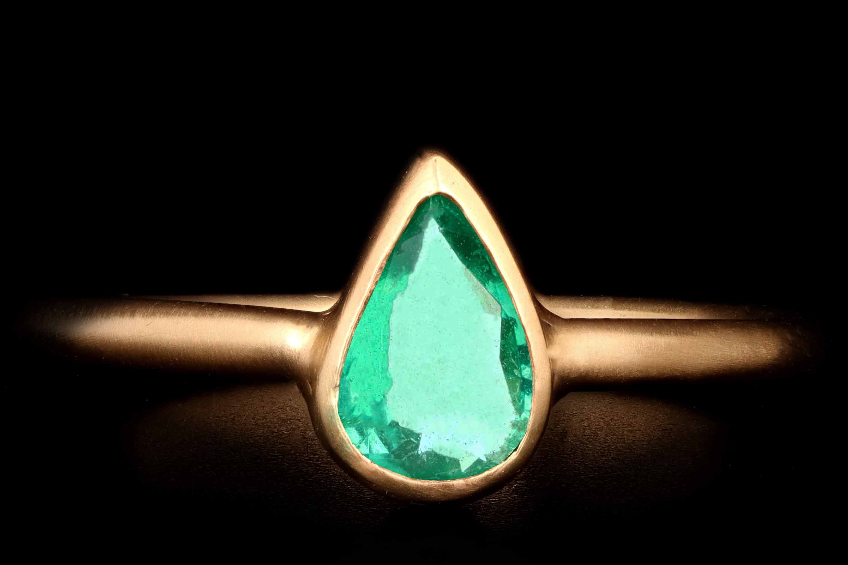 Modern New Hand Made 22K Yellow Gold .50 Carat Emerald Ring - Queen May