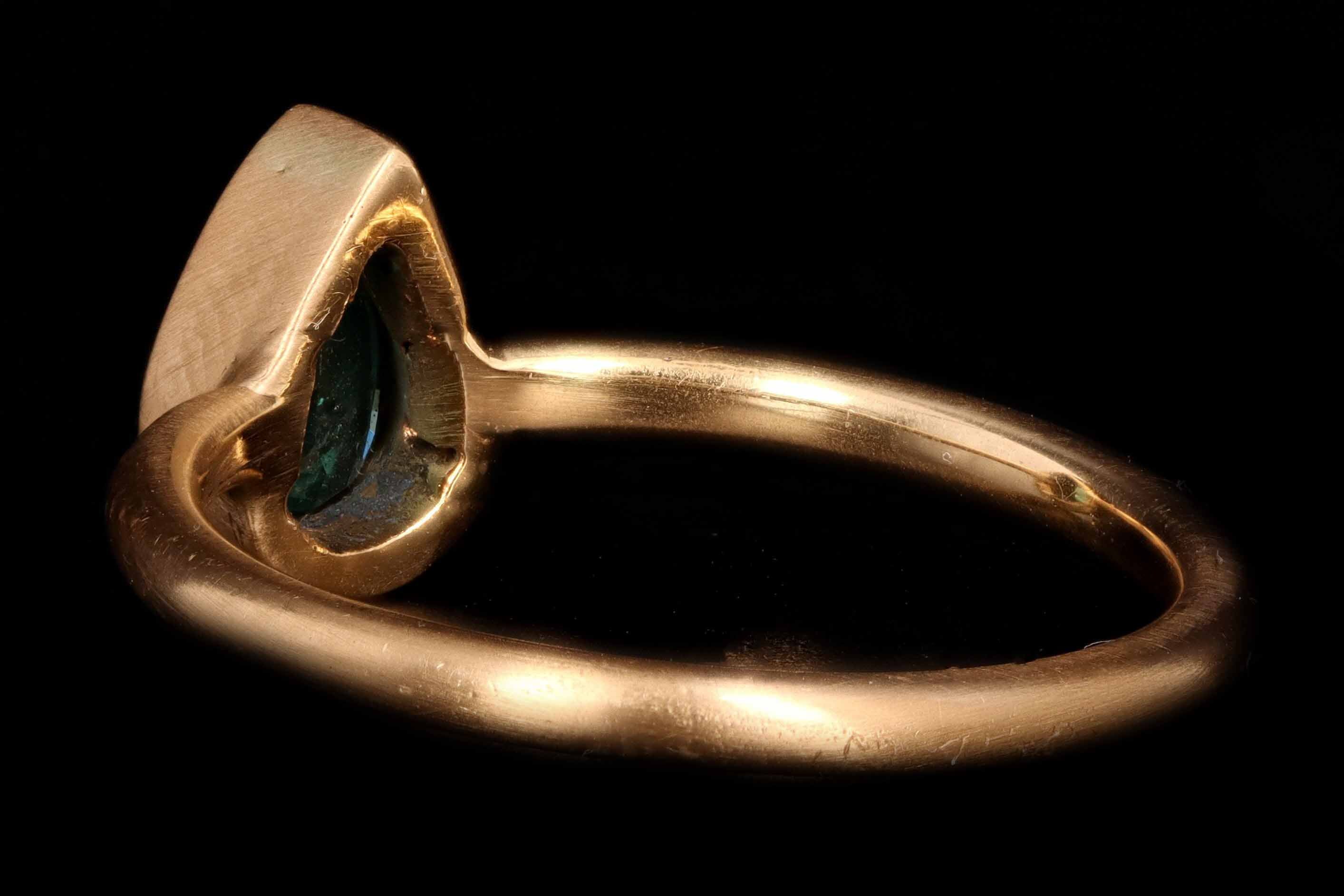 Modern New Hand Made 22K Yellow Gold .50 Carat Emerald Ring - Queen May