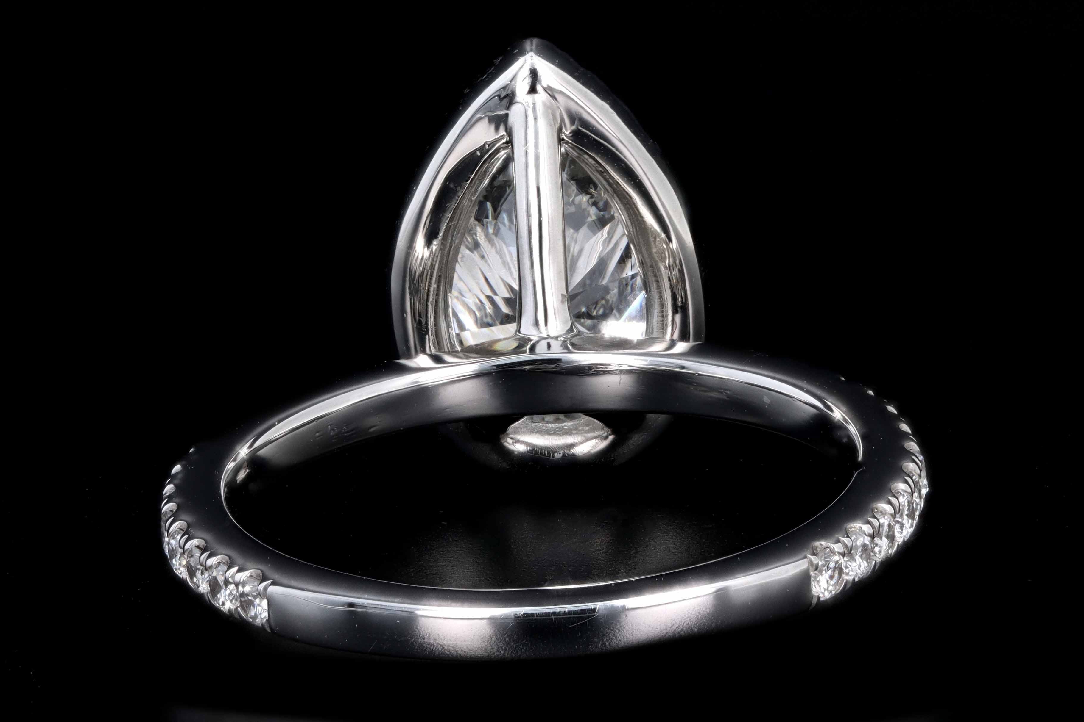New Platinum 2.03 Carat Pear Cut Diamond Halo Engagement Ring GIA Certfied - Queen May