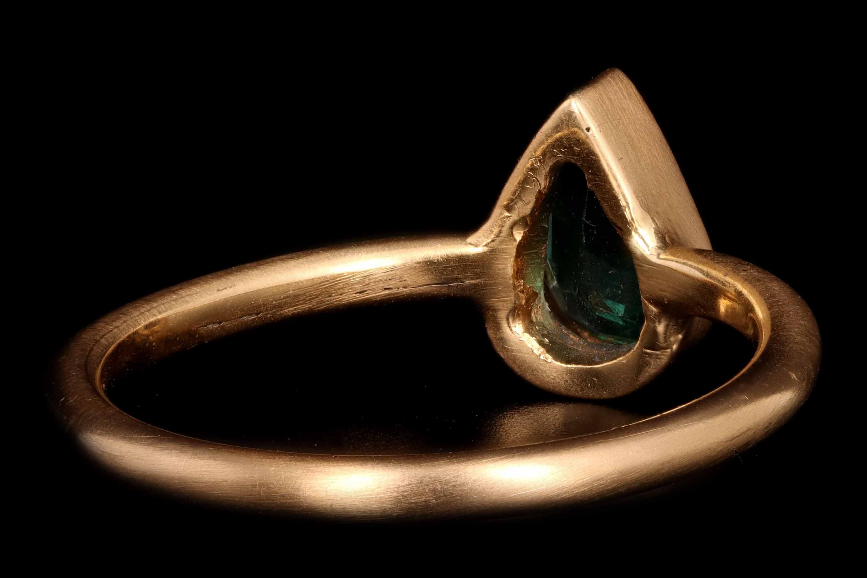 Modern New Hand Made 22K Yellow Gold .50 Carat Emerald Ring - Queen May
