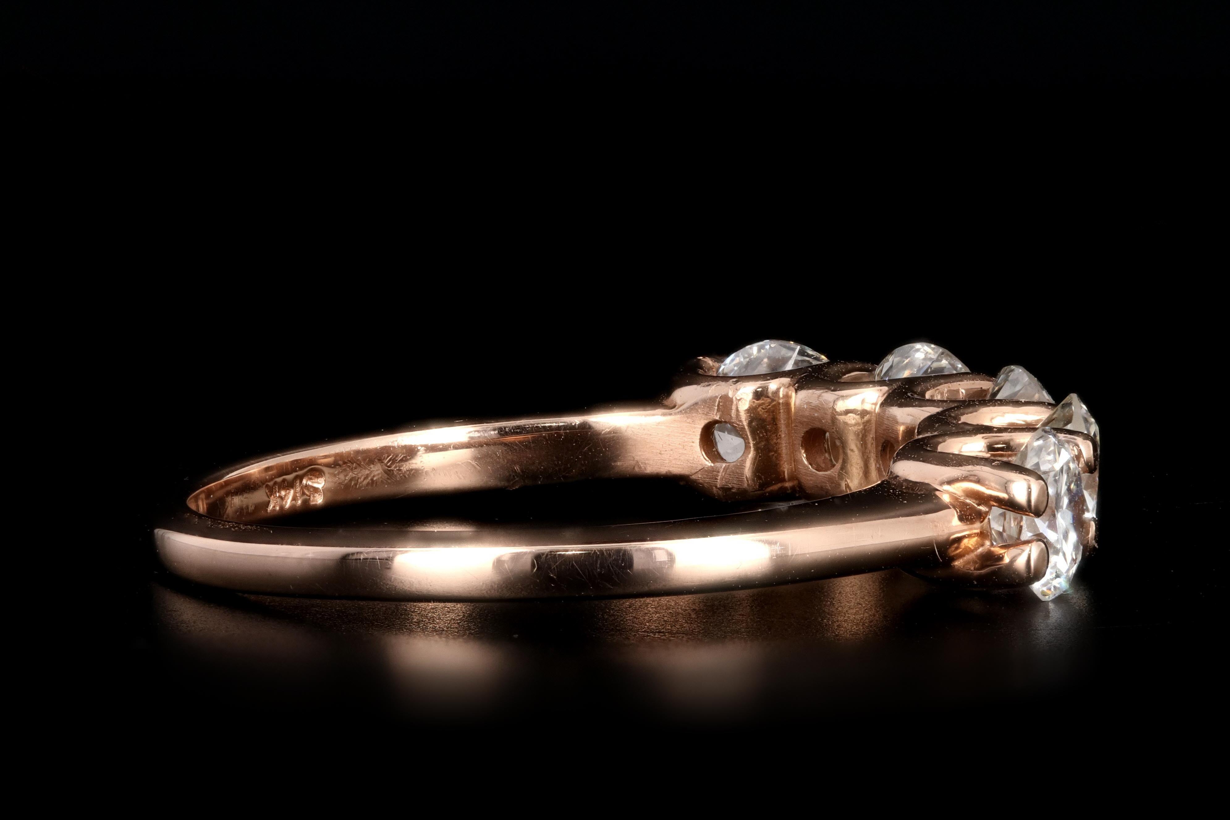 New 14K Rose Gold 1.38 CTW Diamond Five Stone Band - Queen May