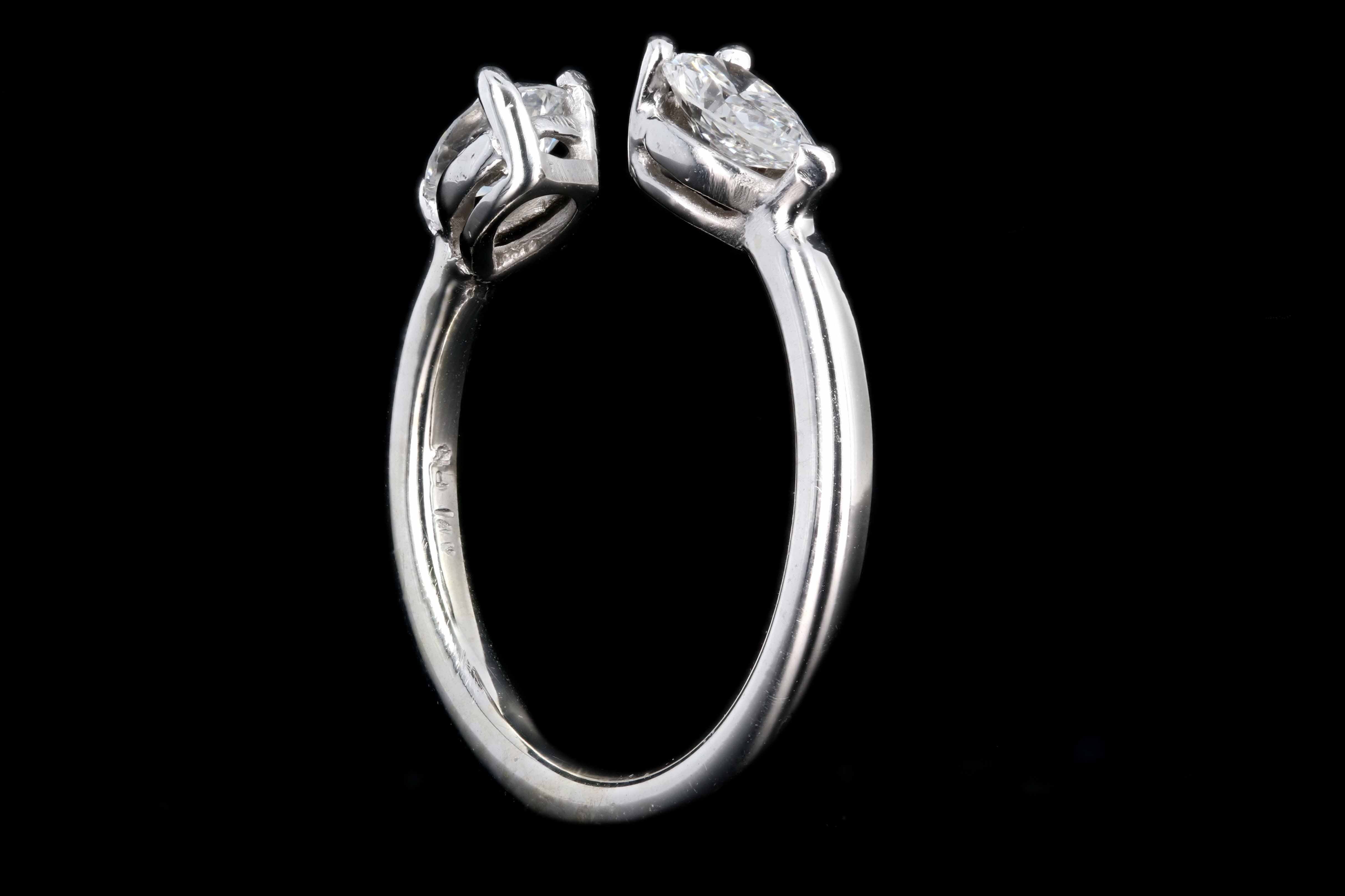 New Handmade 14K White Gold .76 CTW Pear Cut Diamond Ring - Queen May