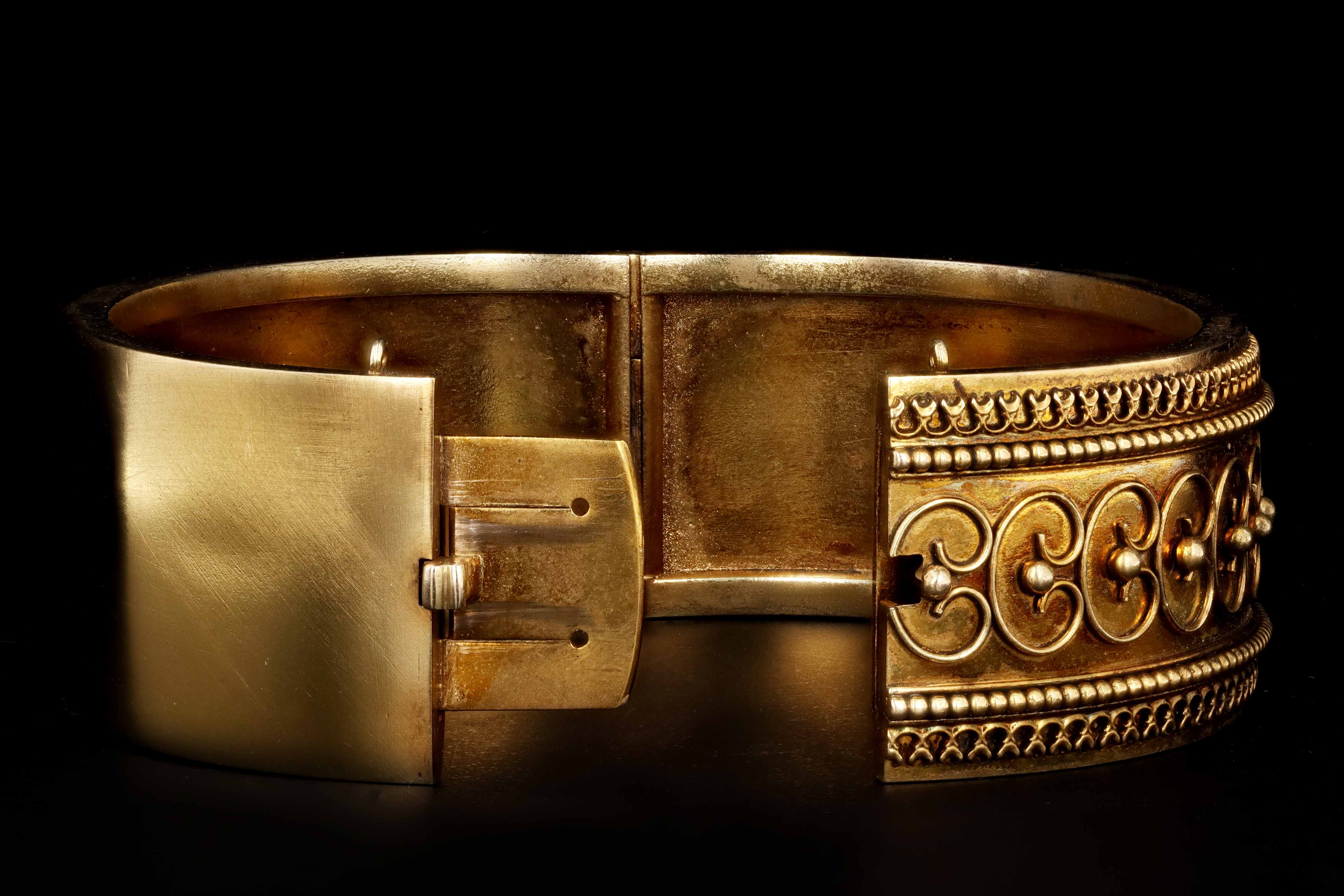 Victorian Etruscan Revival Yellow Gold Bangle c.1880's - Queen May