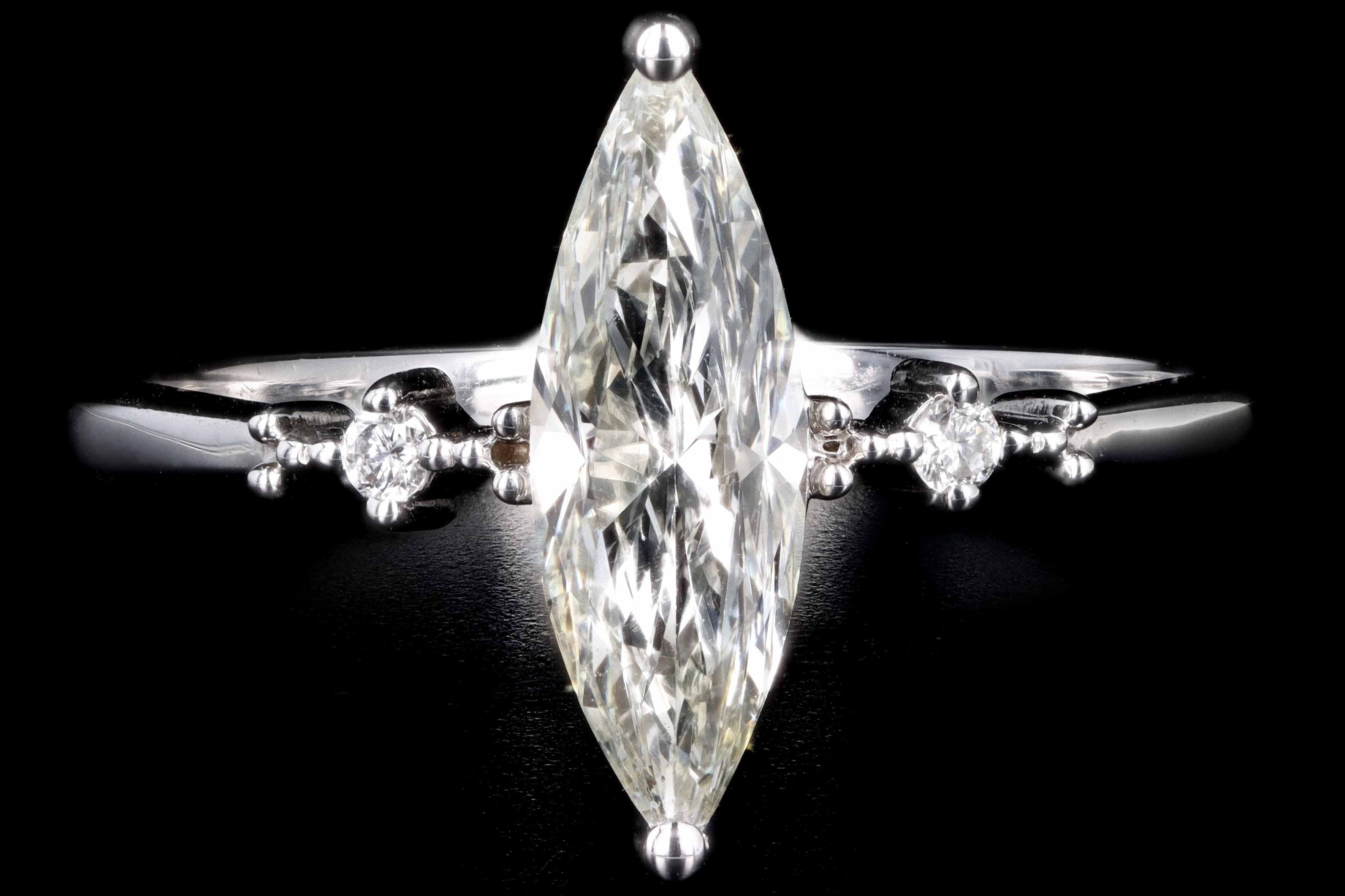New 18K White Gold .92 Carat Marquise Cut Diamond Engagement Ring GIA Certified - Queen May