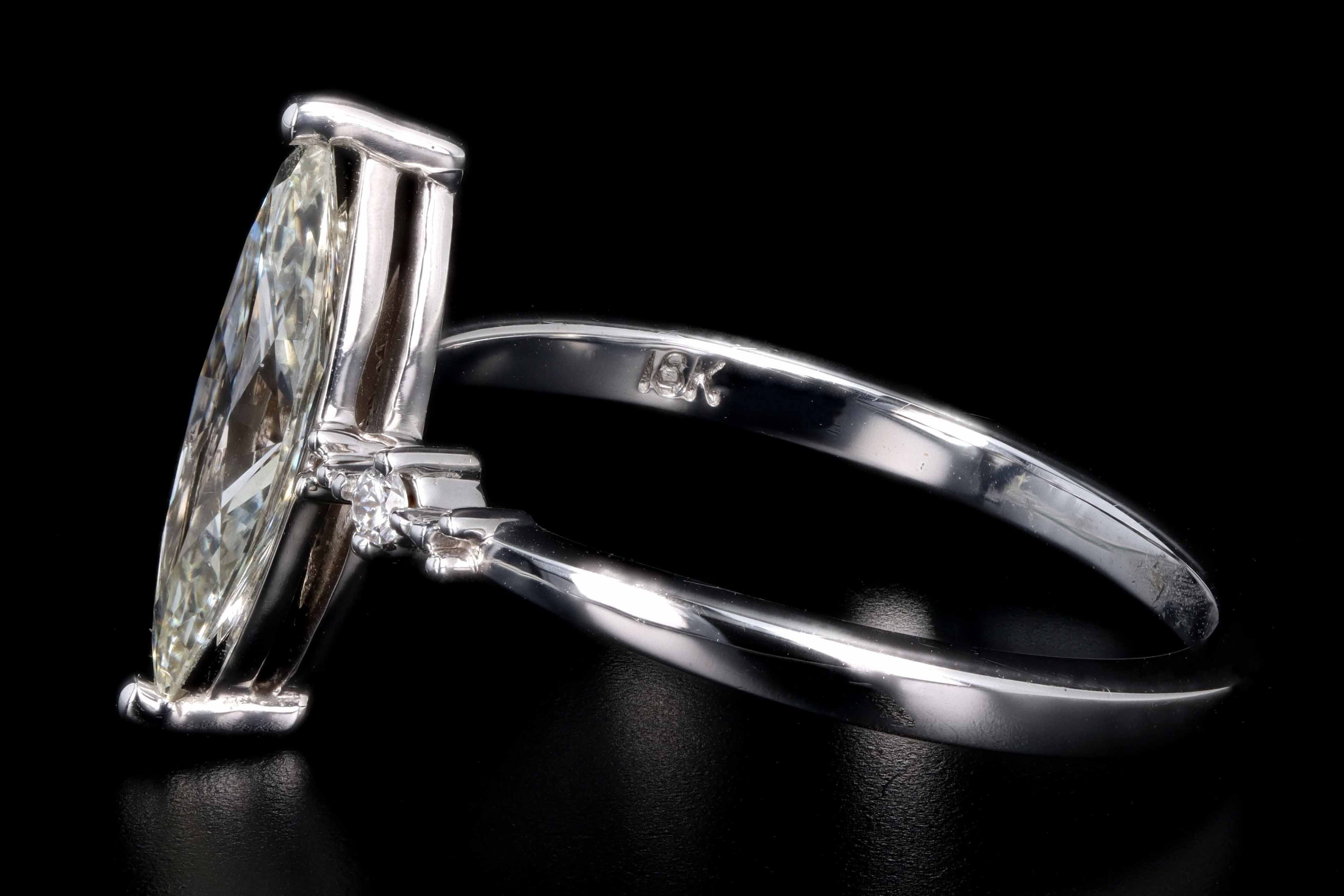 New 18K White Gold .92 Carat Marquise Cut Diamond Engagement Ring GIA Certified - Queen May