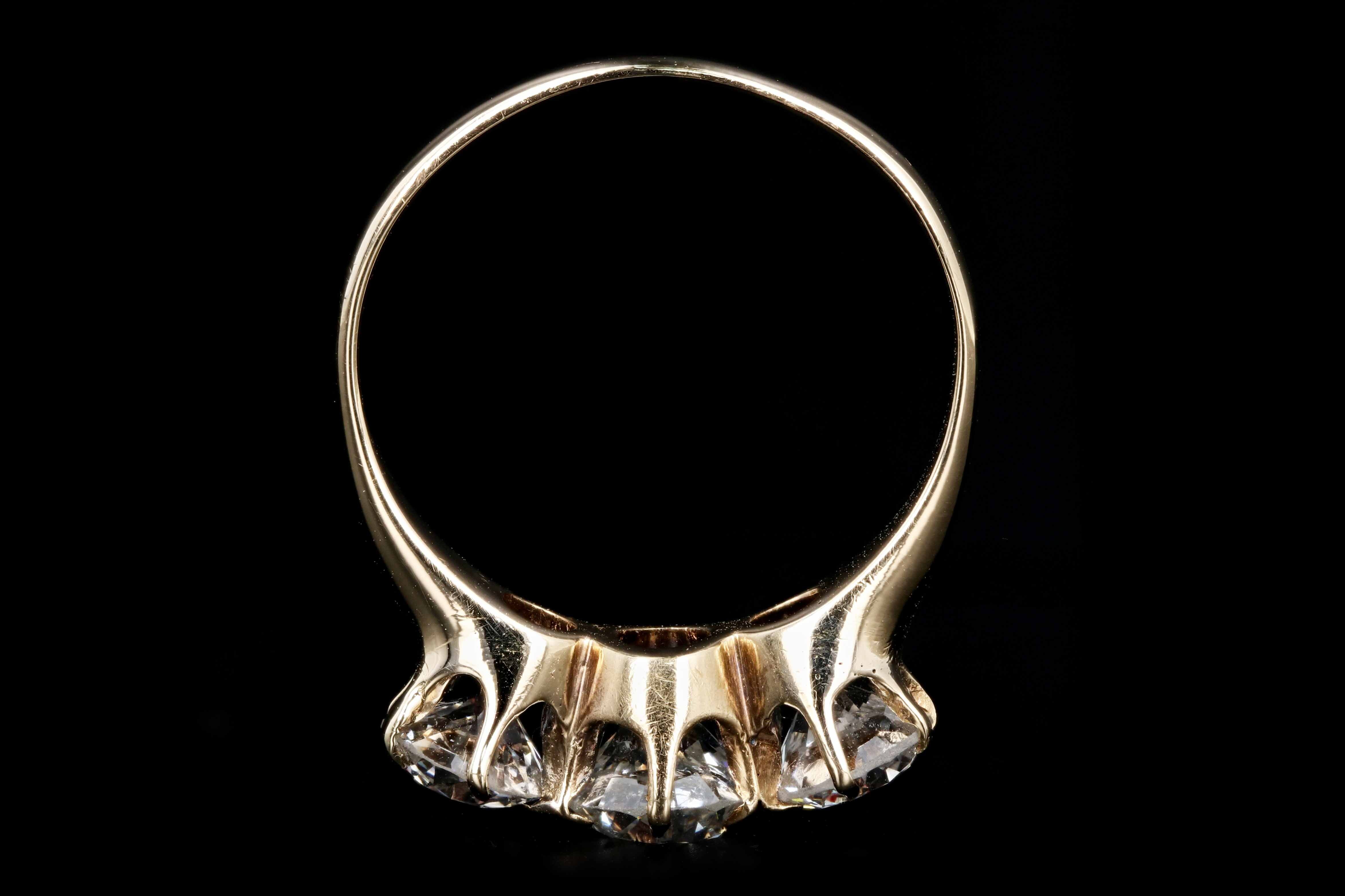 Victorian 14K Yellow Gold 3 Stone 1.88CTW Old European Cut Diamond Engagement Ring - Queen May