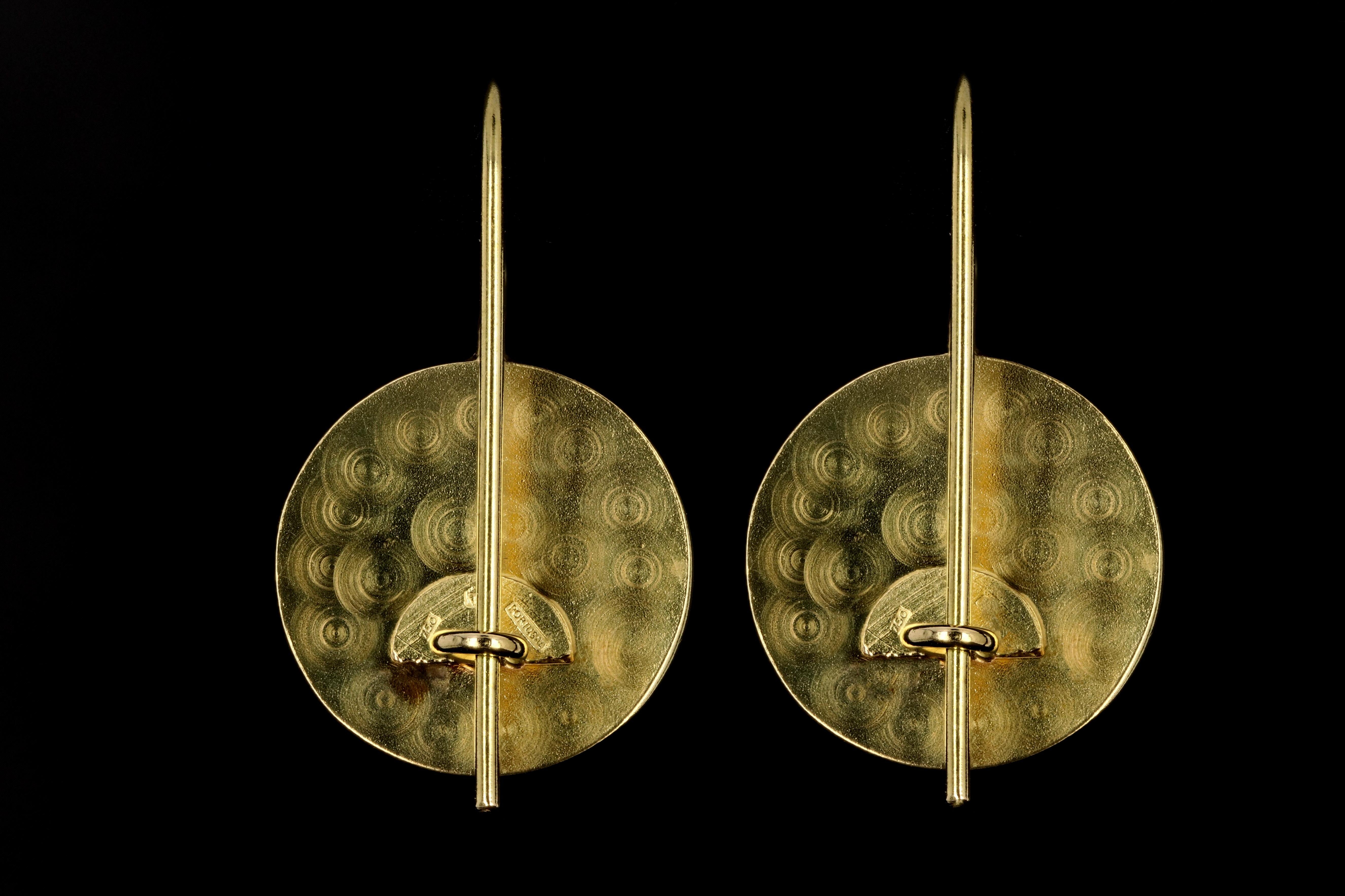 Vintage 18K Yellow Gold and Enamel Drop Earrings - Queen May