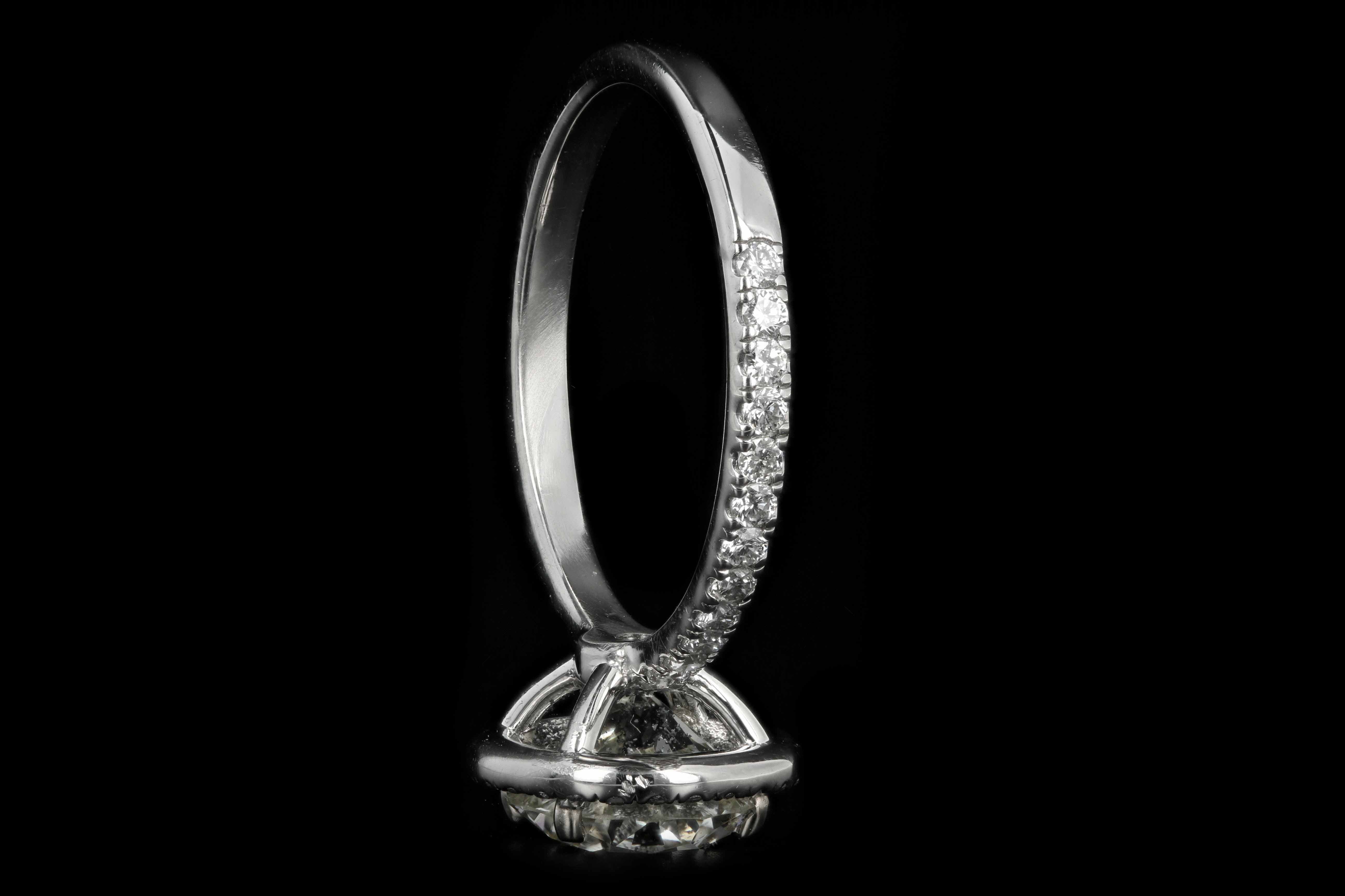 Platinum 2.10 CTR Round Brilliant Cut Diamond Halo Engagement Ring GIA Certified - Queen May