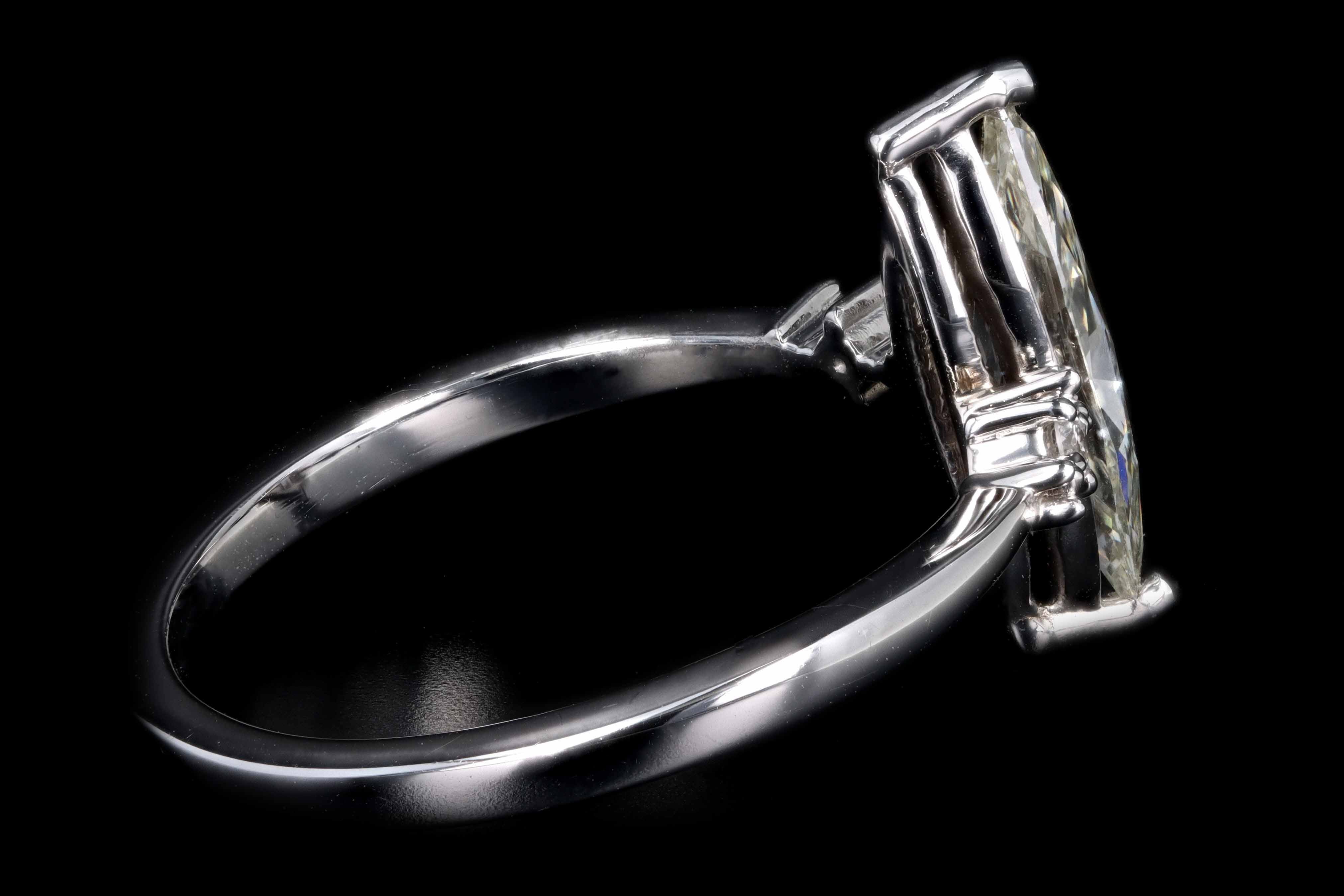 New 18K White Gold .92 Carat Marquise Cut Diamond Engagement Ring GIA Certified - Queen May