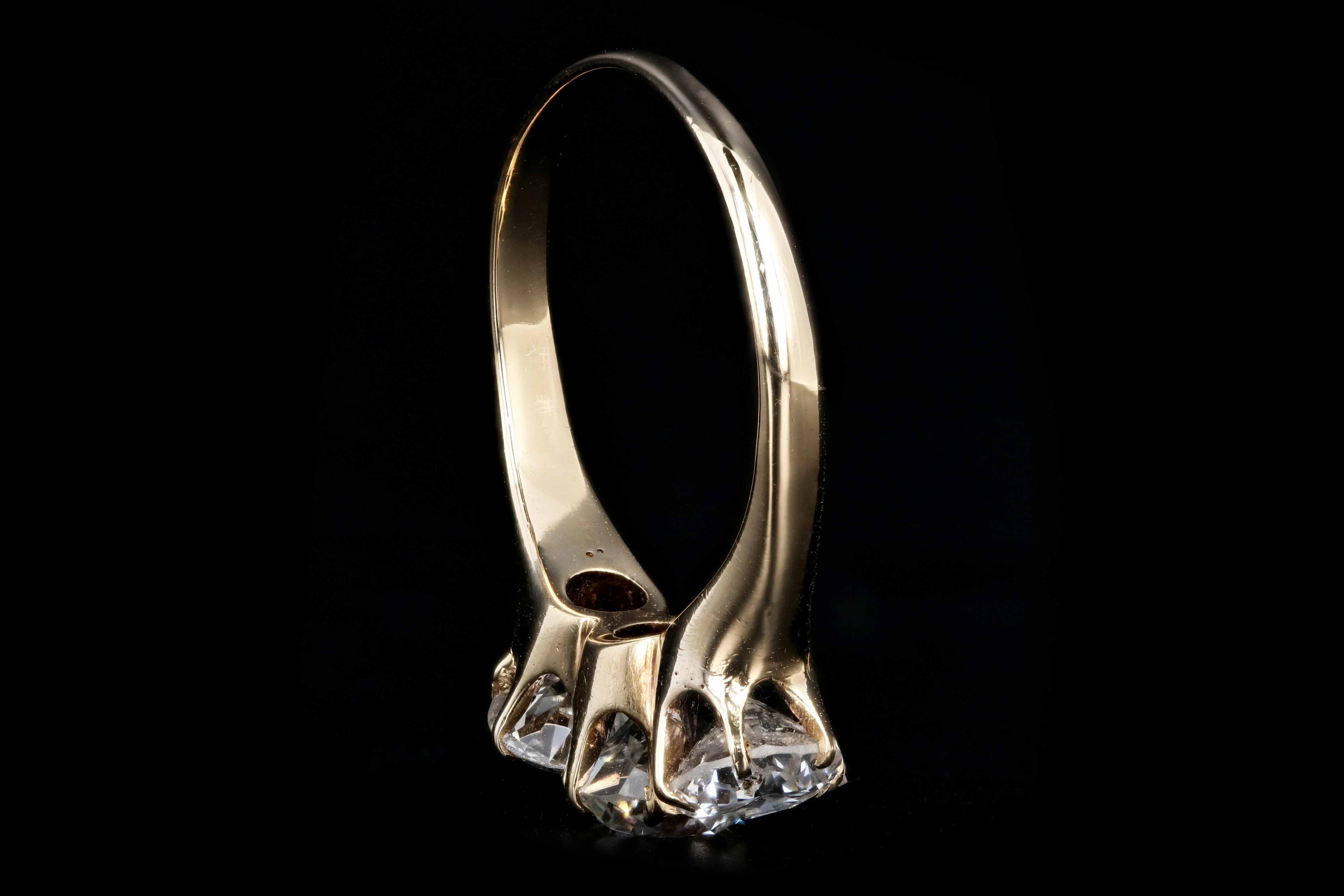 Victorian 14K Yellow Gold 3 Stone 1.88CTW Old European Cut Diamond Engagement Ring - Queen May