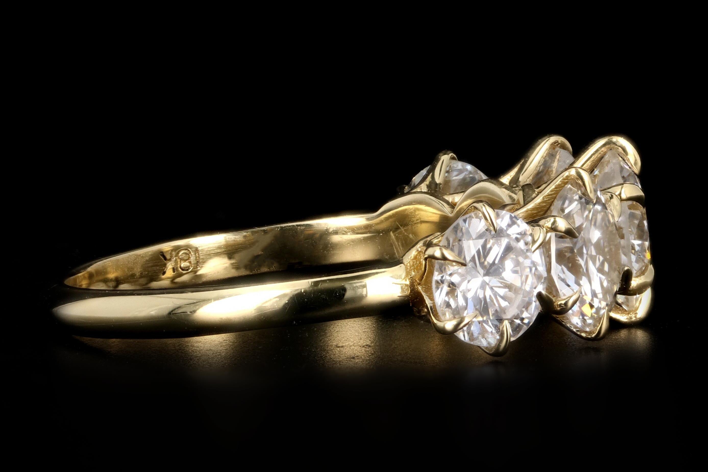 New 18K Yellow Gold 3 CTW 5 Stone Diamond Ring - Queen May