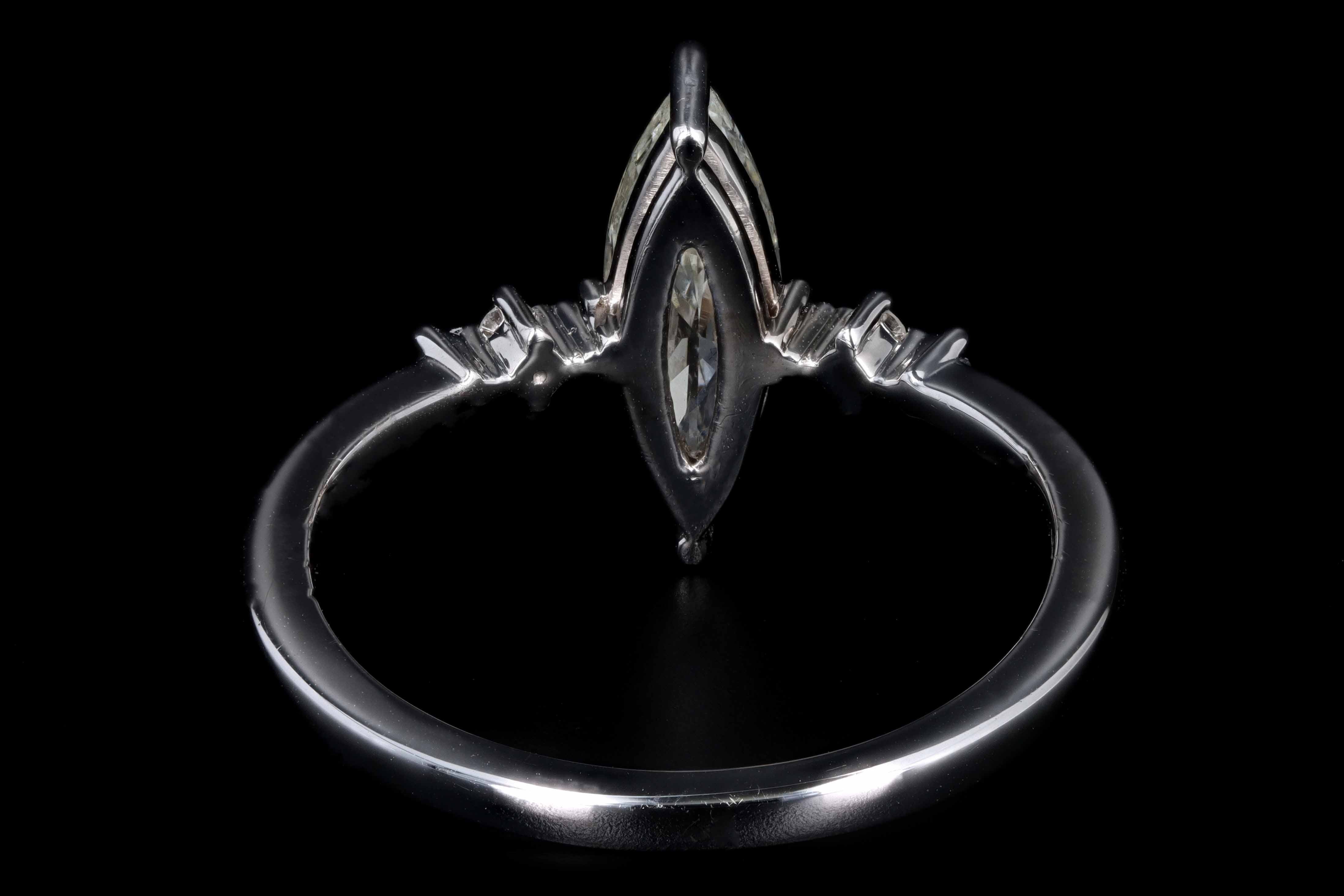 New 18K White Gold .92 Carat Marquise Cut Diamond Engagement Ring GIA Certified - Queen May