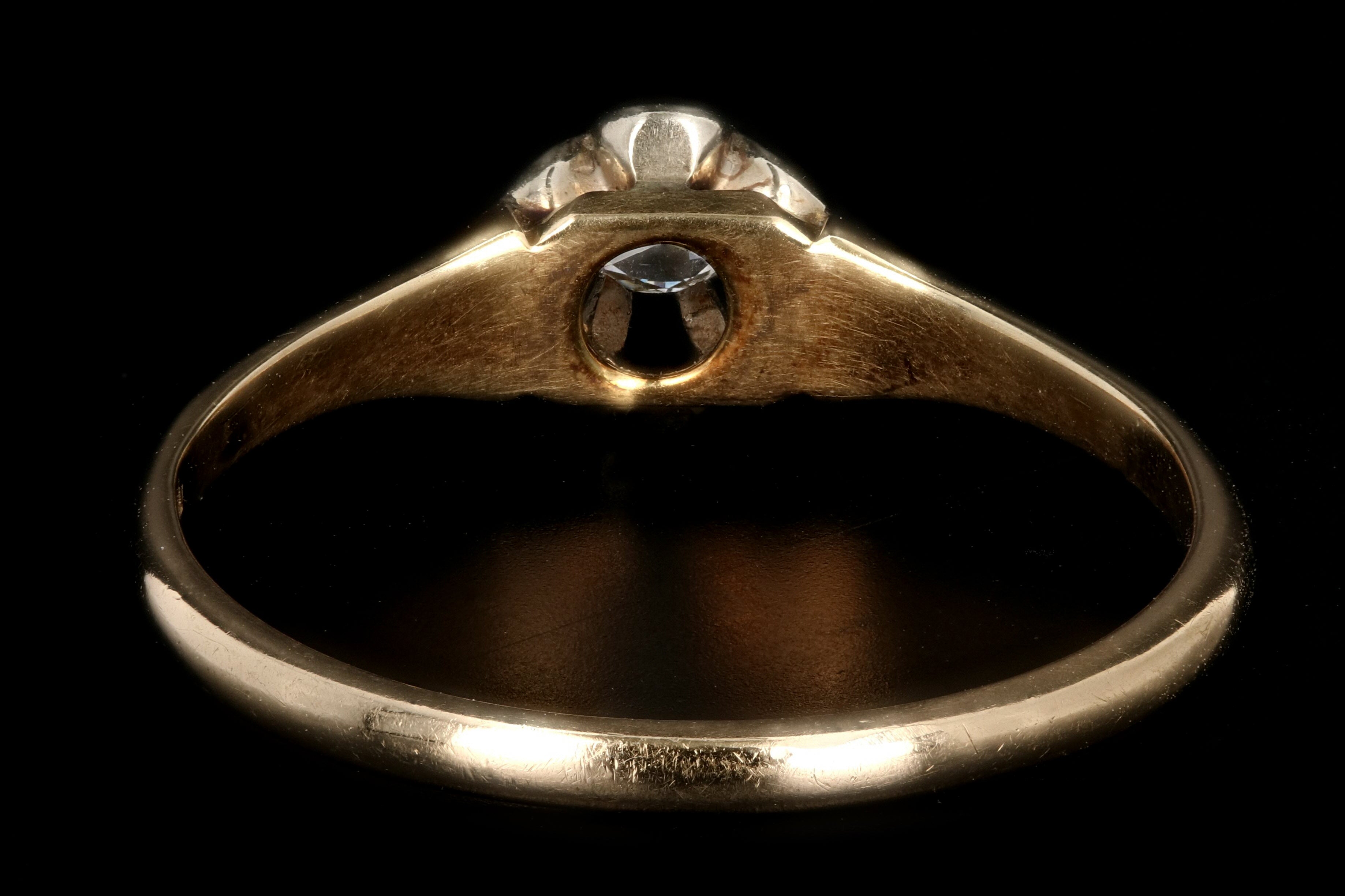 Victorian 14K Yellow Gold .17 CTR Old European Cut Diamond Ring - Queen May