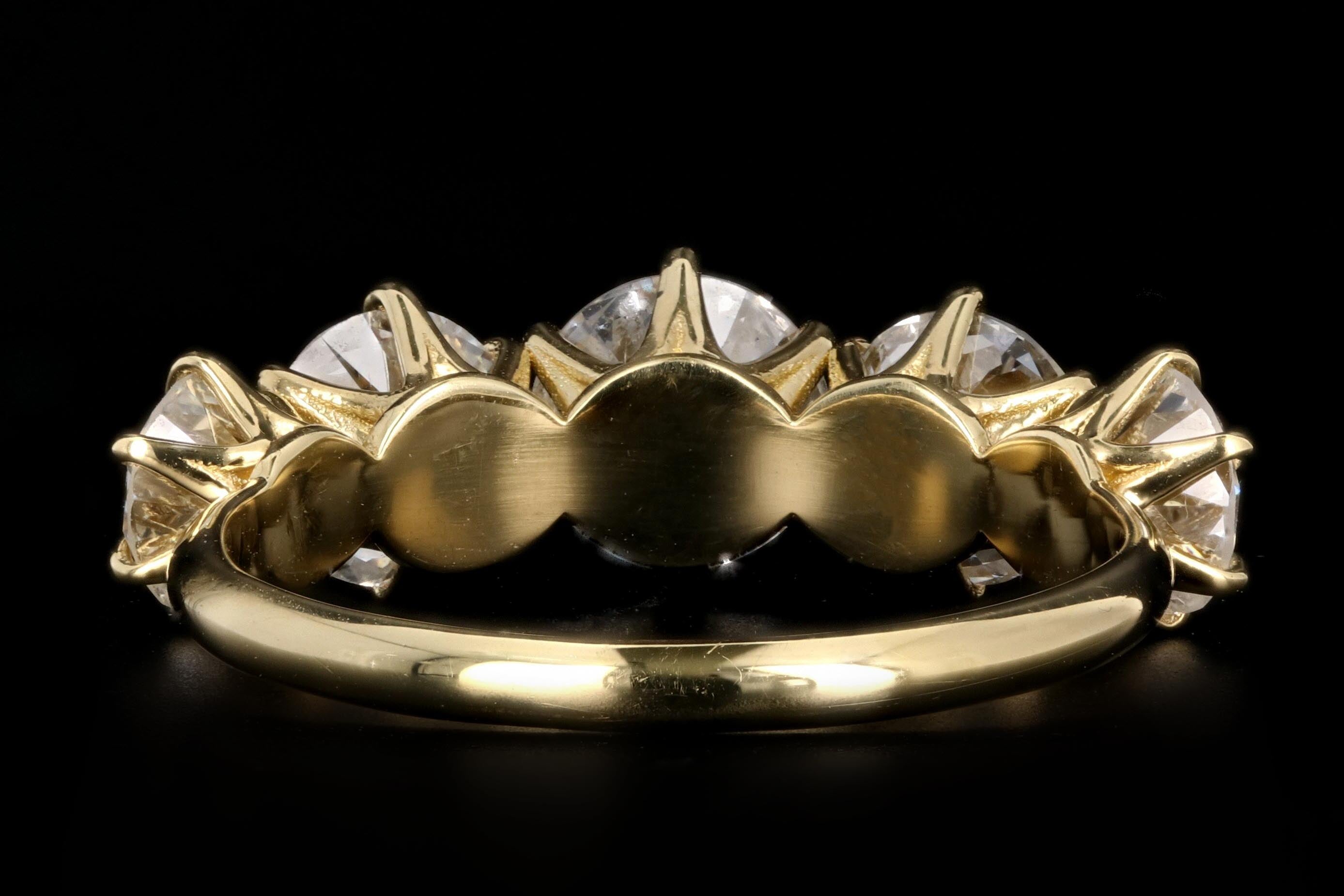 New 18K Yellow Gold 3 CTW 5 Stone Diamond Ring - Queen May