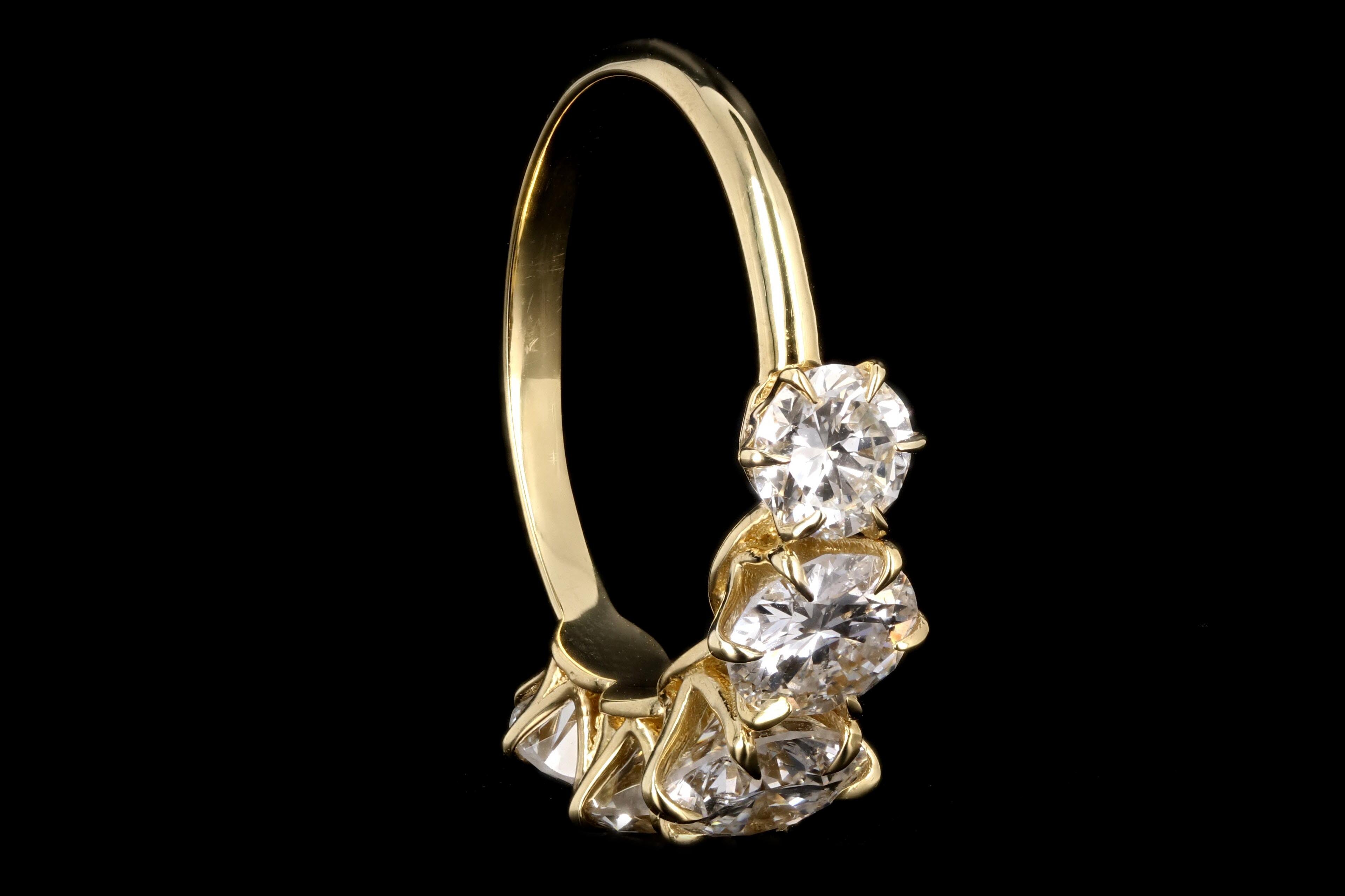 New 18K Yellow Gold 3 CTW 5 Stone Diamond Ring - Queen May