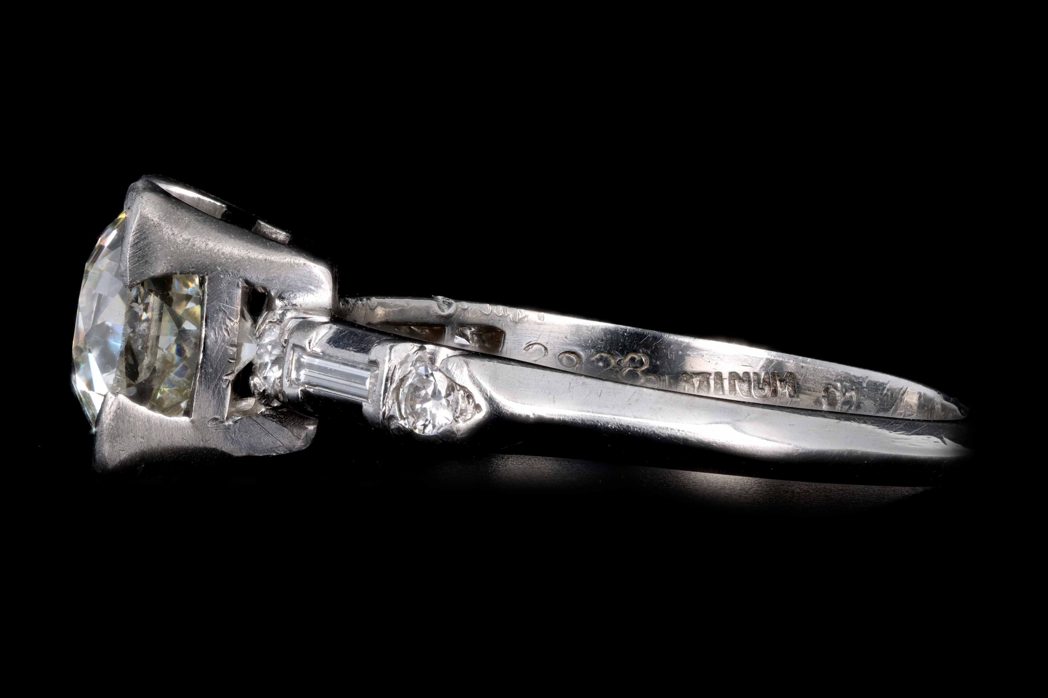 Art Deco Platinum 1.38 Carat Old European Cut Diamond Engagement Ring GIA Certified - Queen May