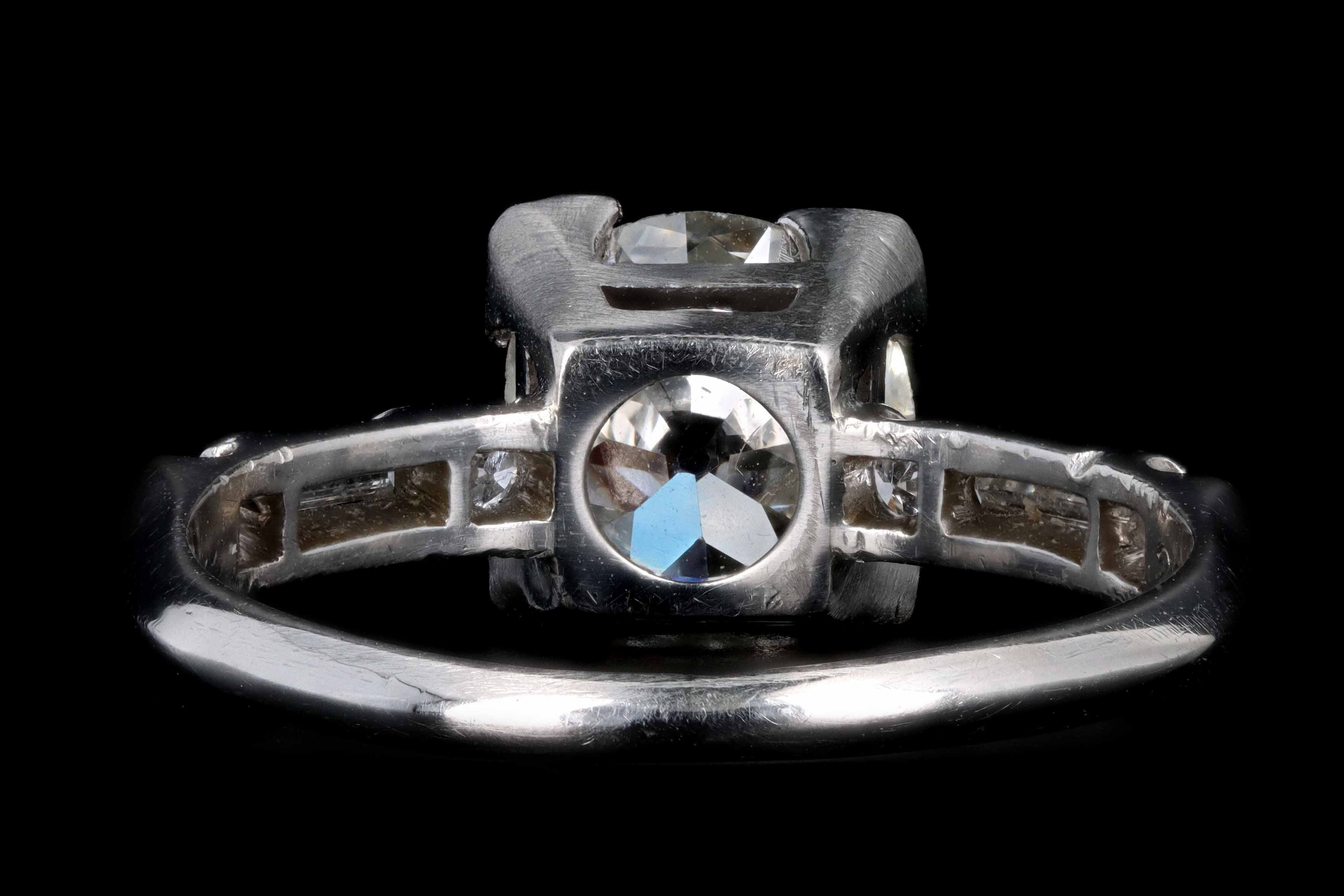 Art Deco Platinum 1.38 Carat Old European Cut Diamond Engagement Ring GIA Certified - Queen May