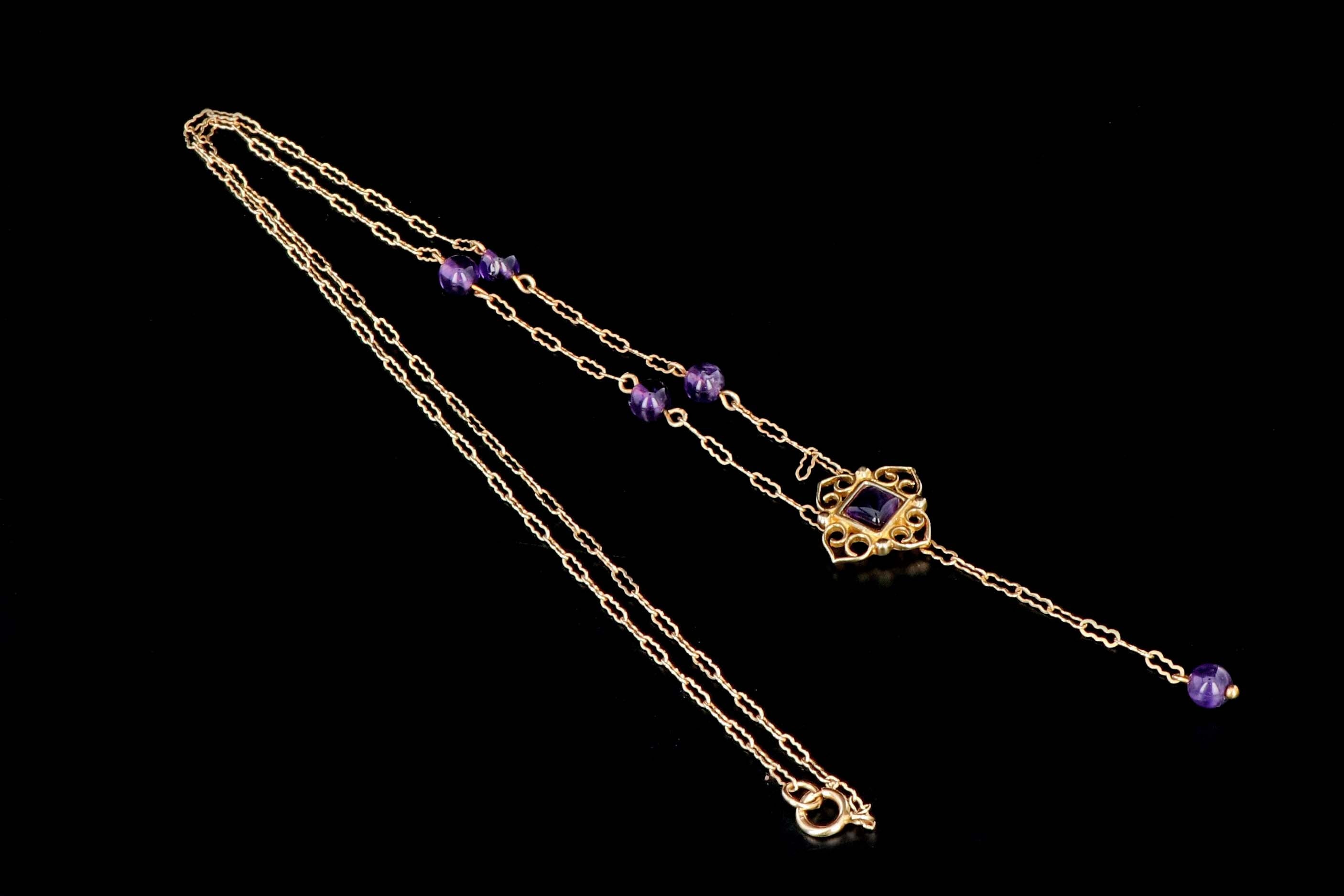 Vintage 14K Yellow Gold Amethyst Necklace - Queen May