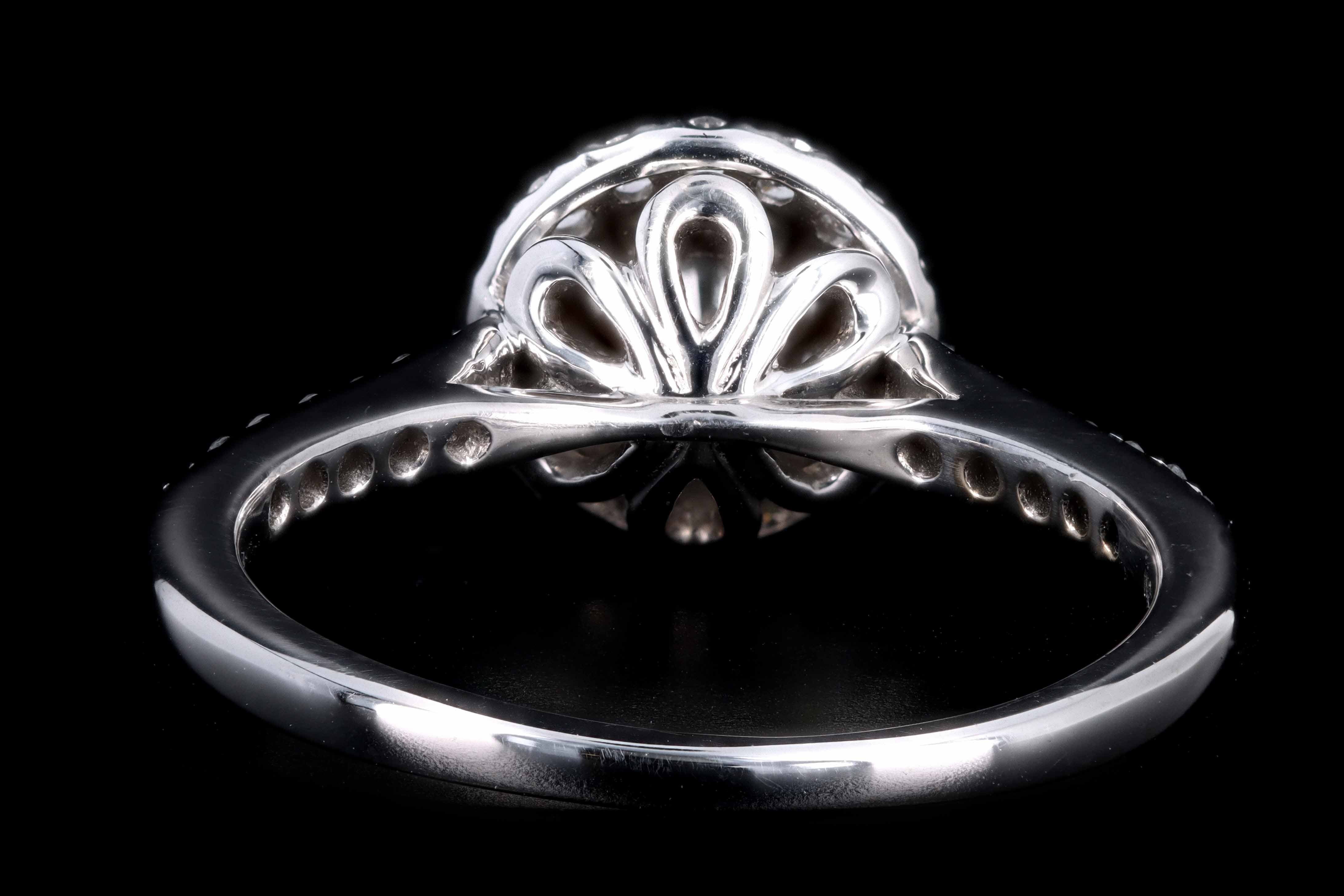 Modern 14K White Gold .30 CTR Round Brilliant Cut Diamond Halo Engagement Ring - Queen May