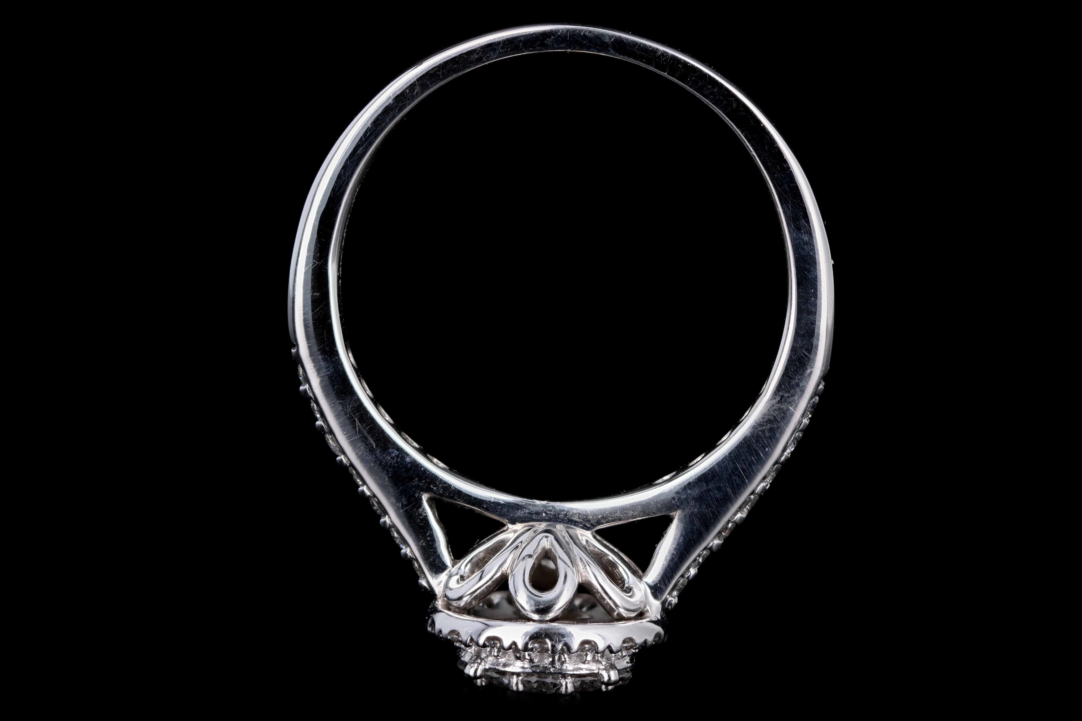 Modern 14K White Gold .30 CTR Round Brilliant Cut Diamond Halo Engagement Ring - Queen May