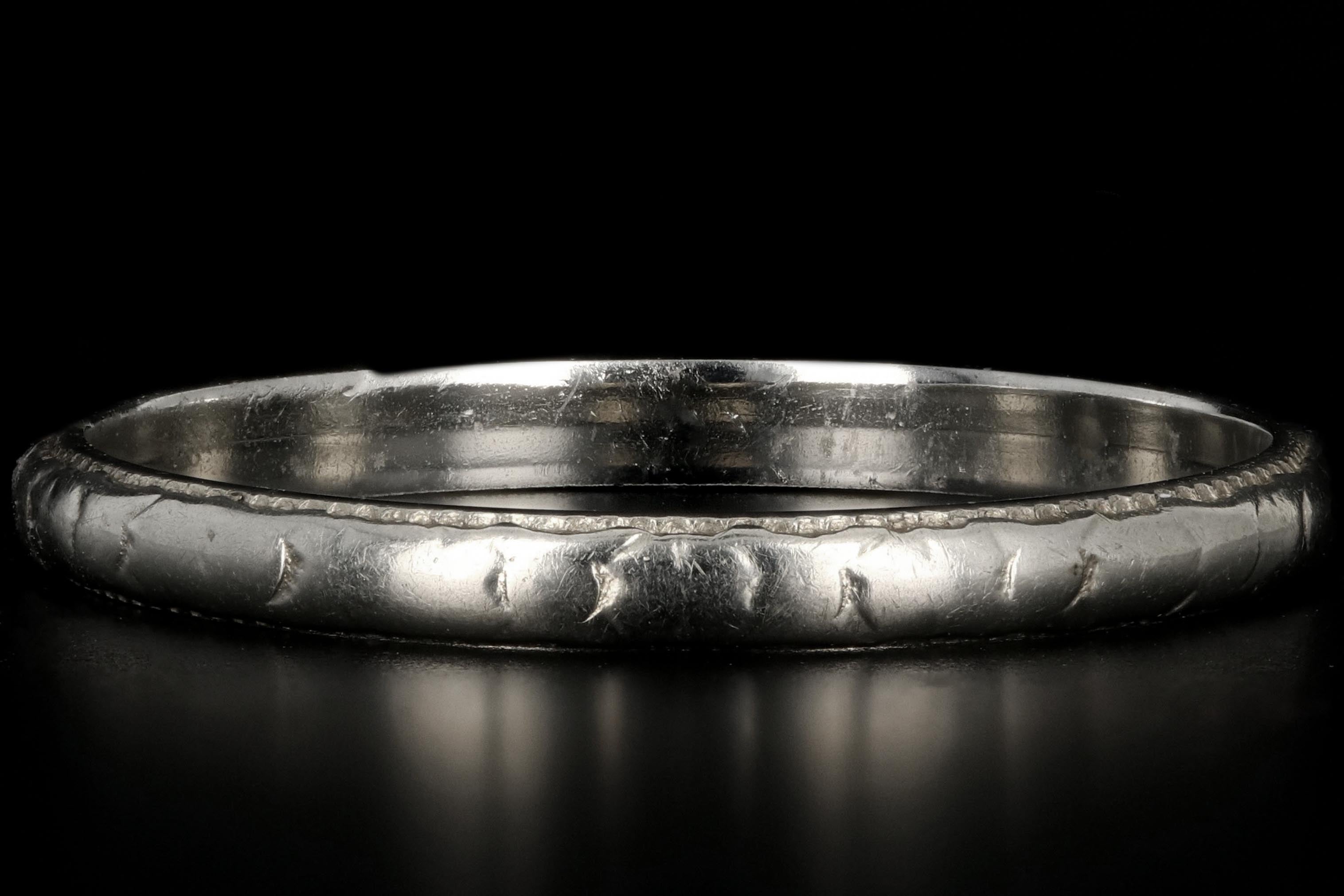 Antique 18K White Gold Wedding Band Ring Size 6.5 - Queen May