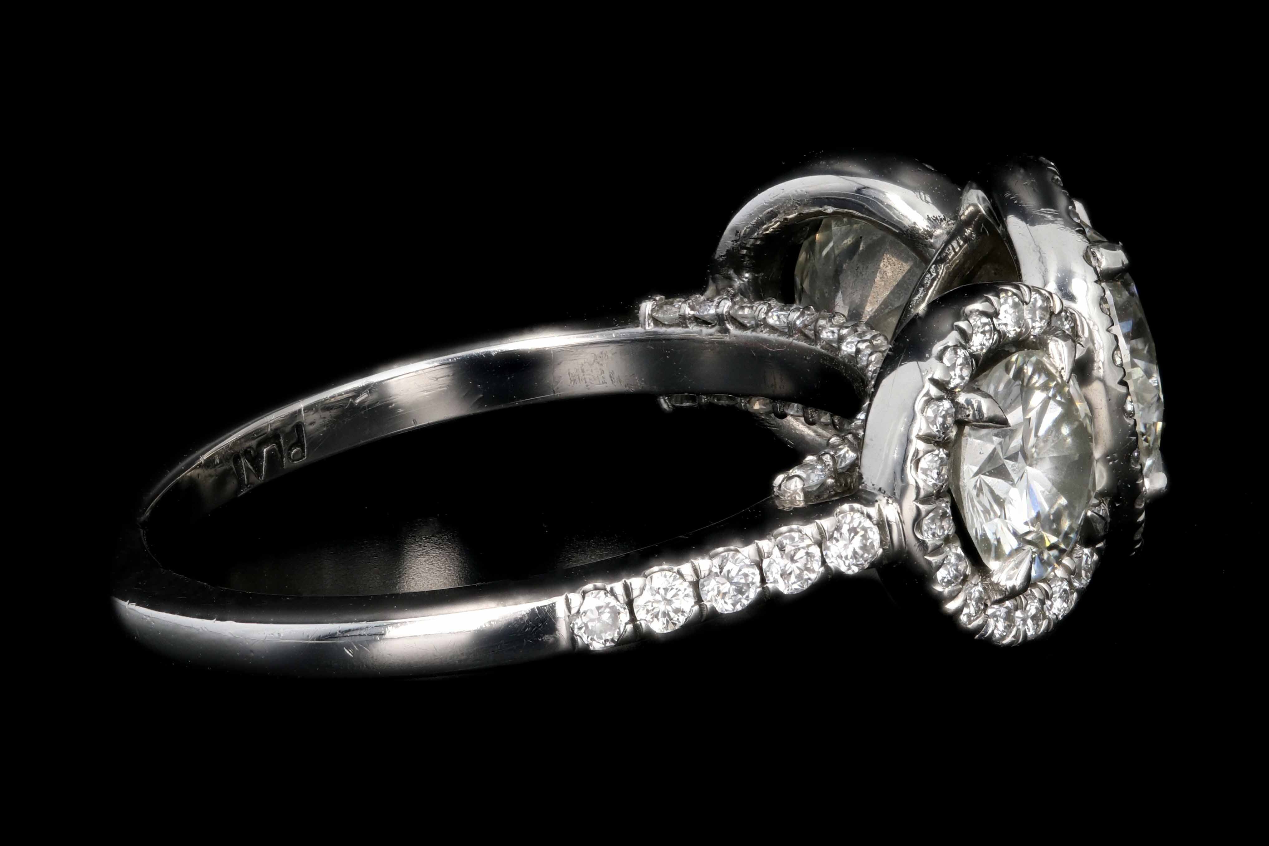 New Platinum 3 Stone 3.02 Carat Round Brilliant Cut Diamond Engagement Ring - Queen May