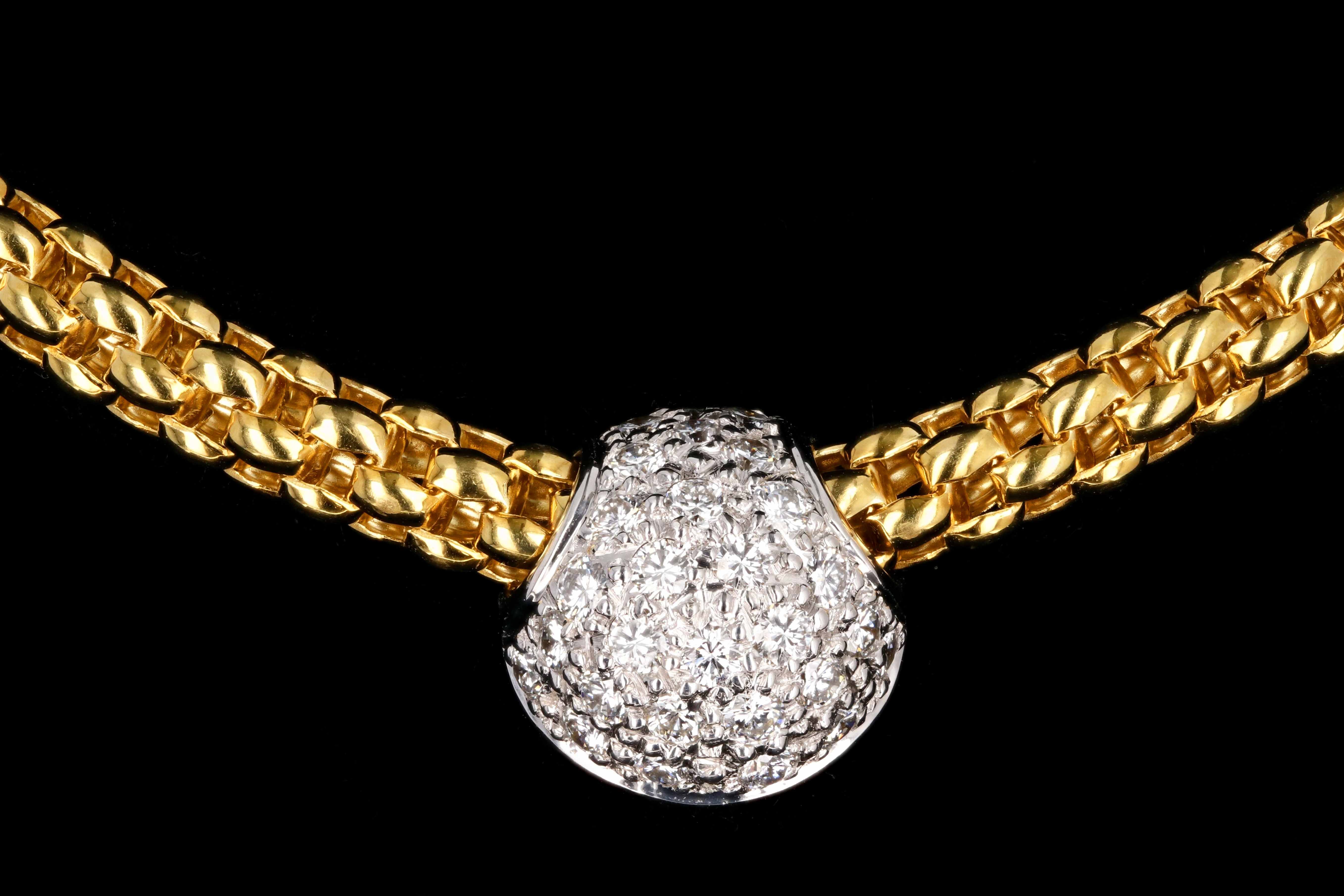 Modern FOPE 18K White and Yellow Gold .50 CTW Diamond Pendant Necklace - Queen May