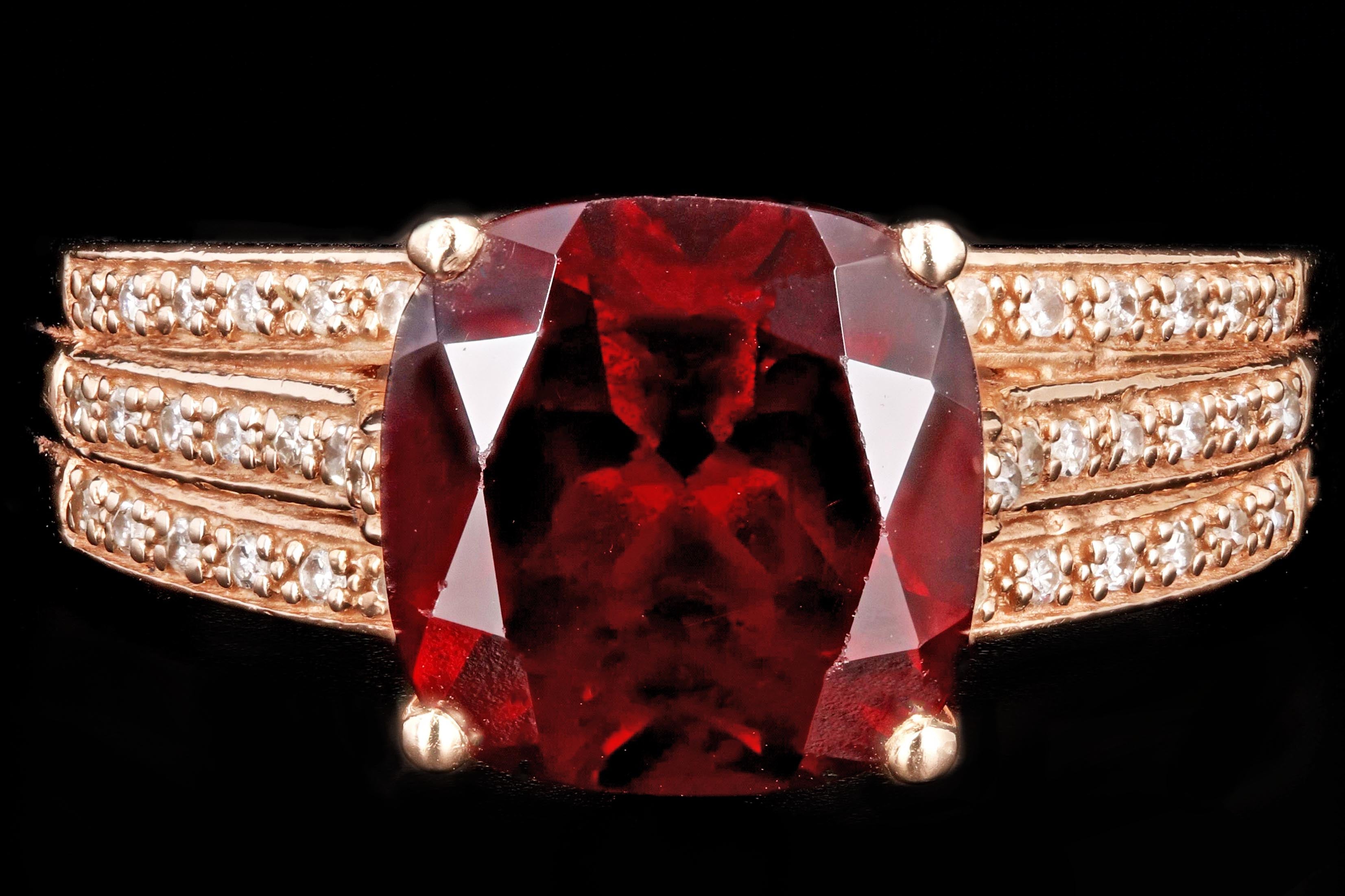 Modern EFFY 14K Rose Gold 3.25 Carat Garnet and Diamond Ring - Queen May